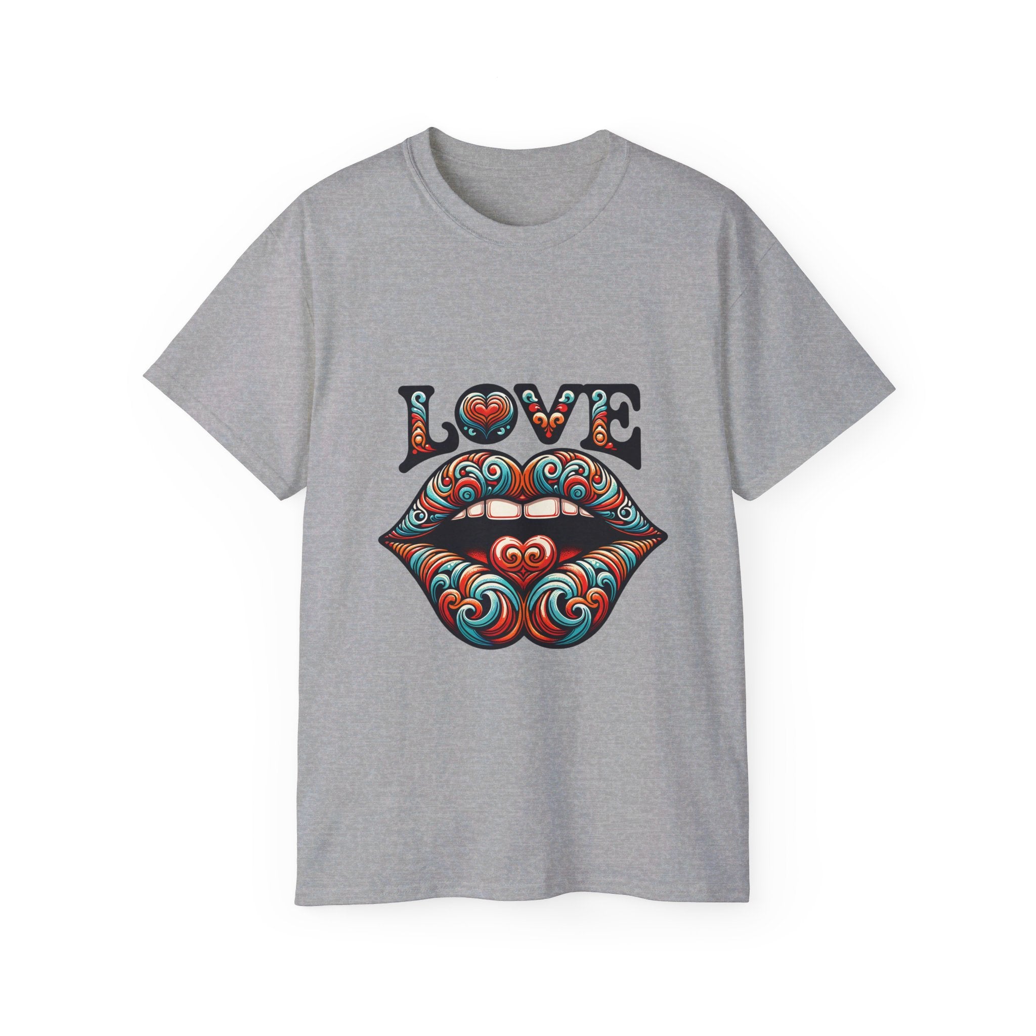 Hippie t-shirt, Love Heart Blue and Red T-shirt