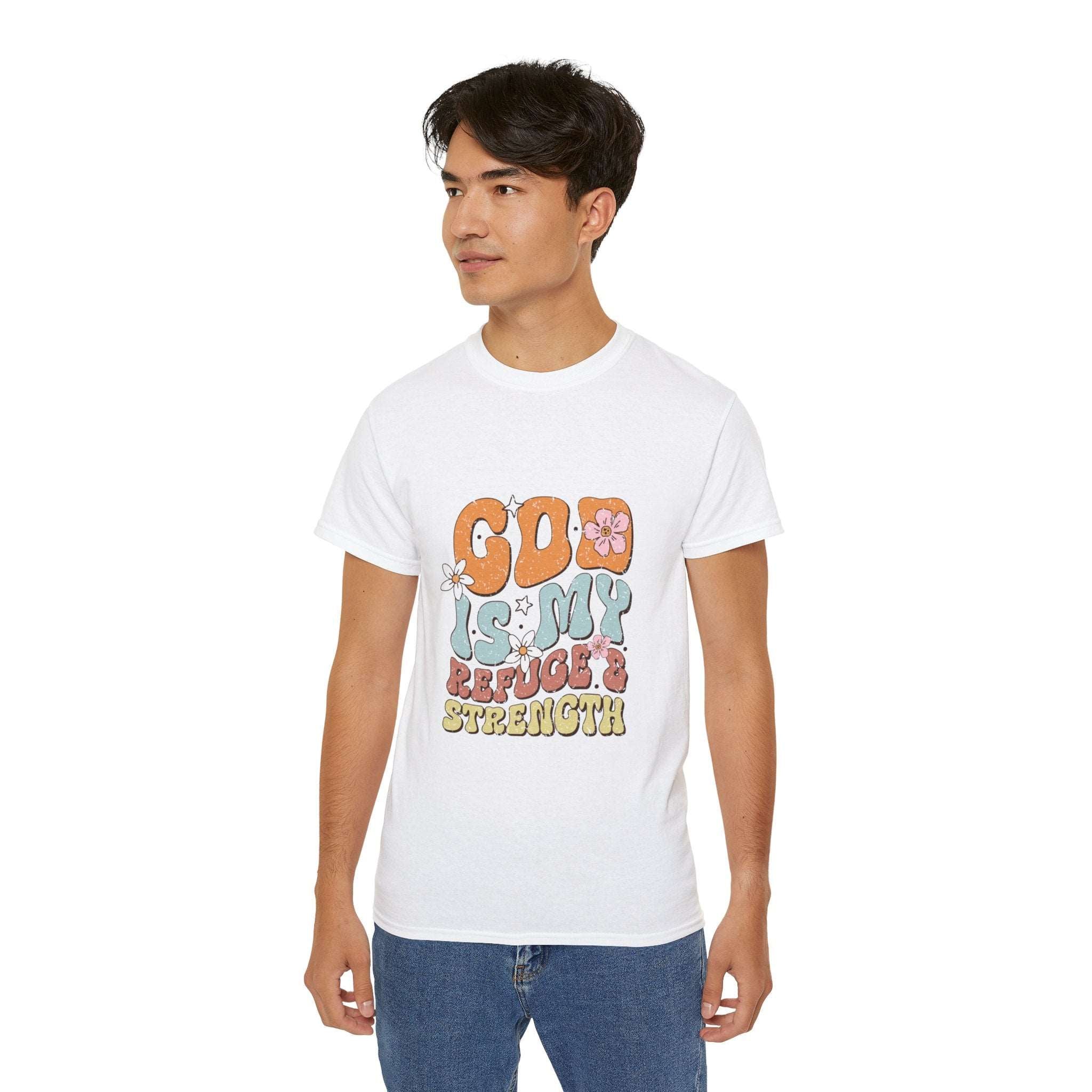 Christian t-shirt, God is my refuge and strength t-shirt