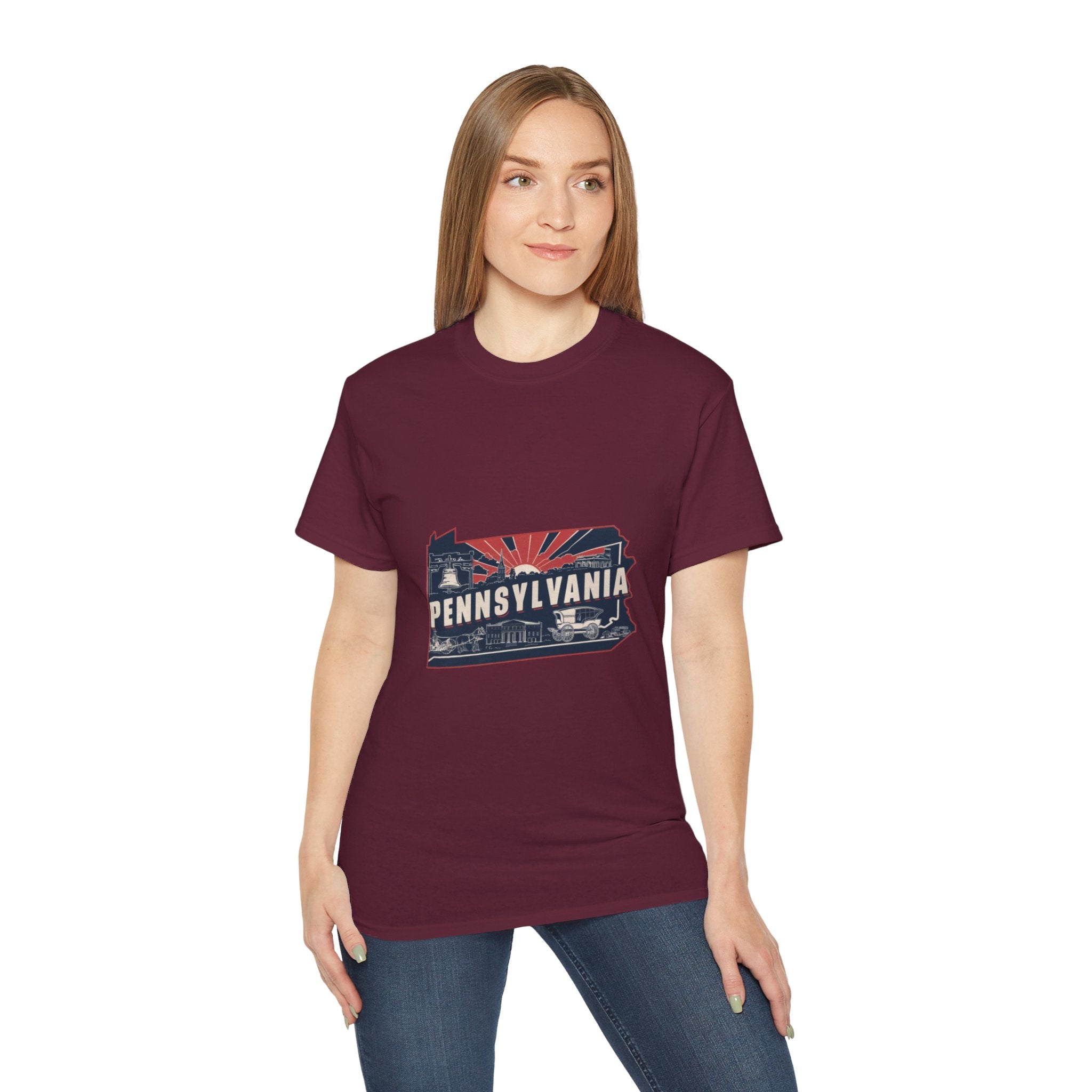 Retro Iconic Stati Uniti: T-shirt Pennsylvania