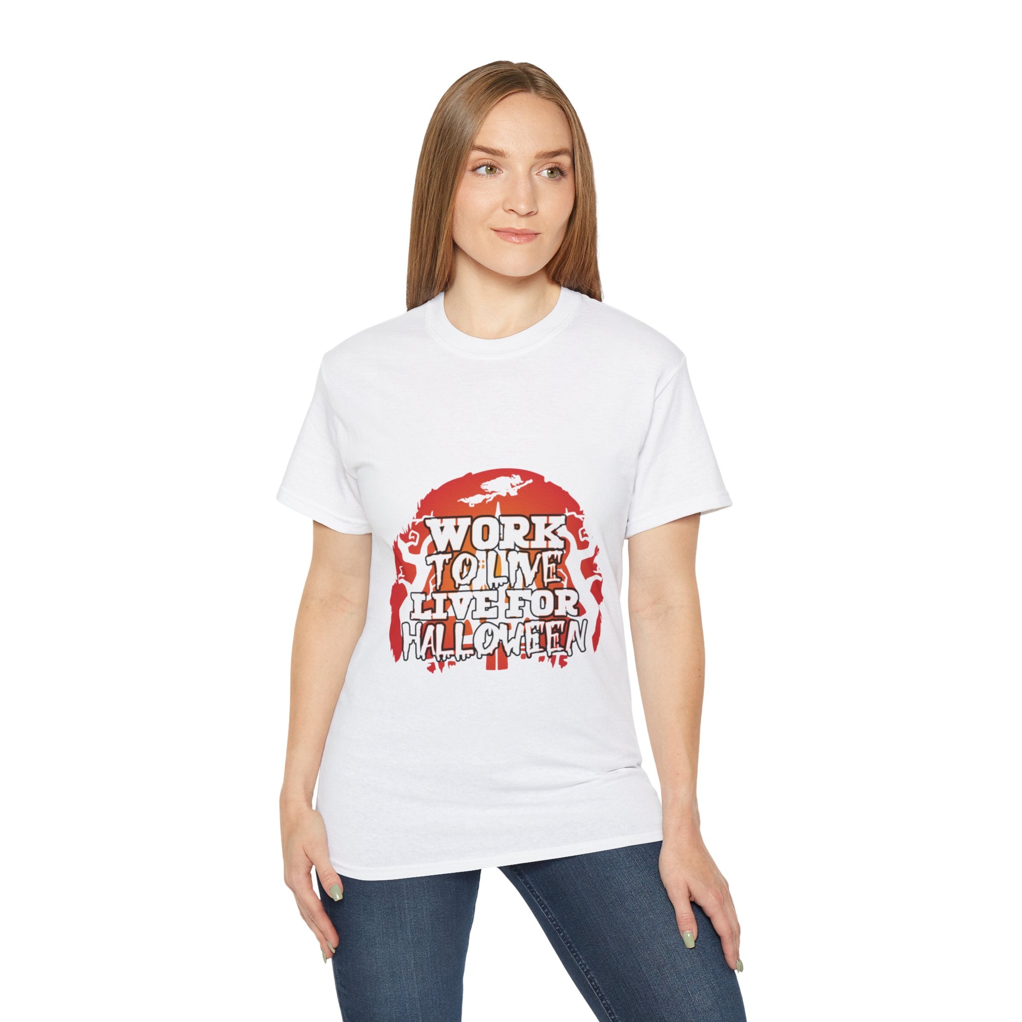 Work to Live, Live for Halloween" Graphic T-shirt