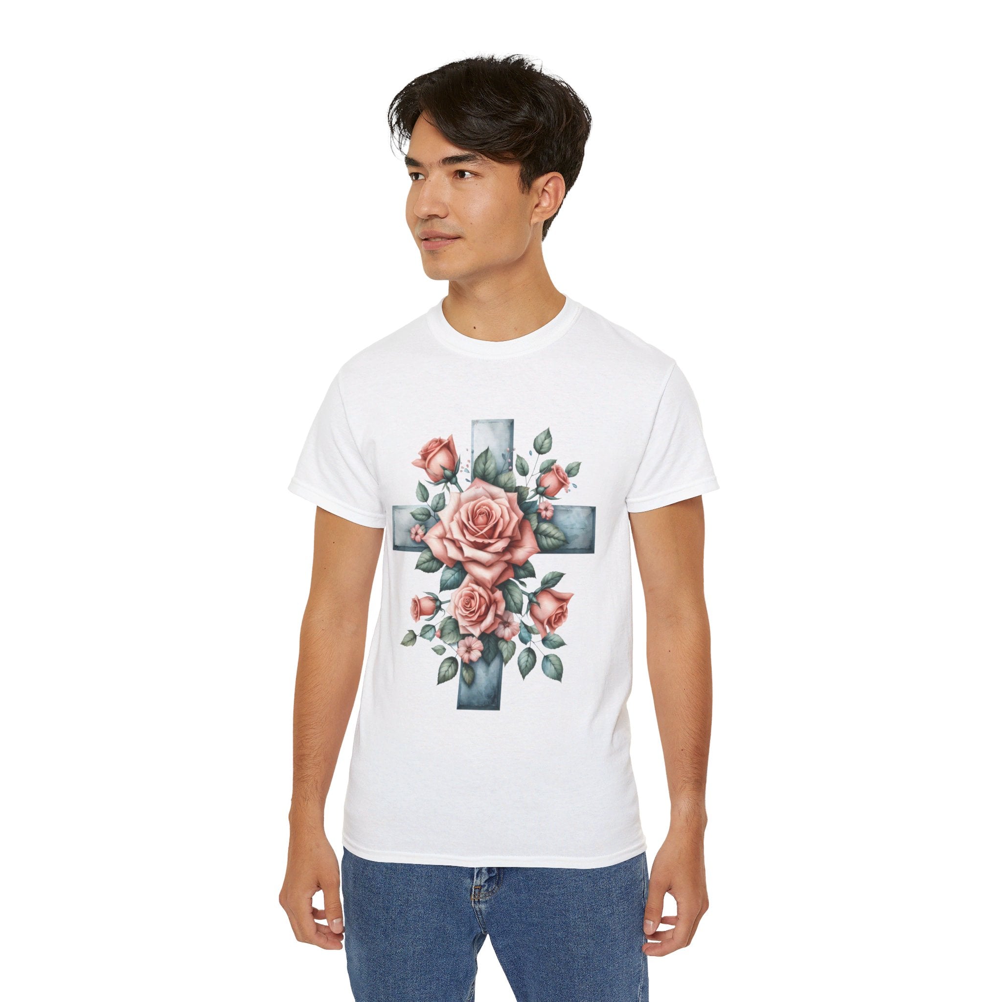 Christian t-shirt, Cross of Roses t-shirt