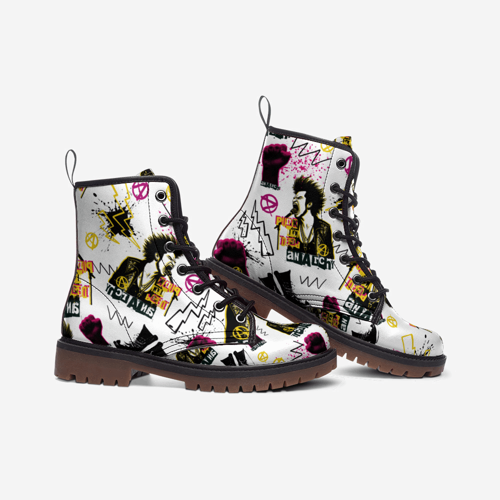 Bold Punk Vegan Combat Boots - Unleash Your Rebellious Spirit