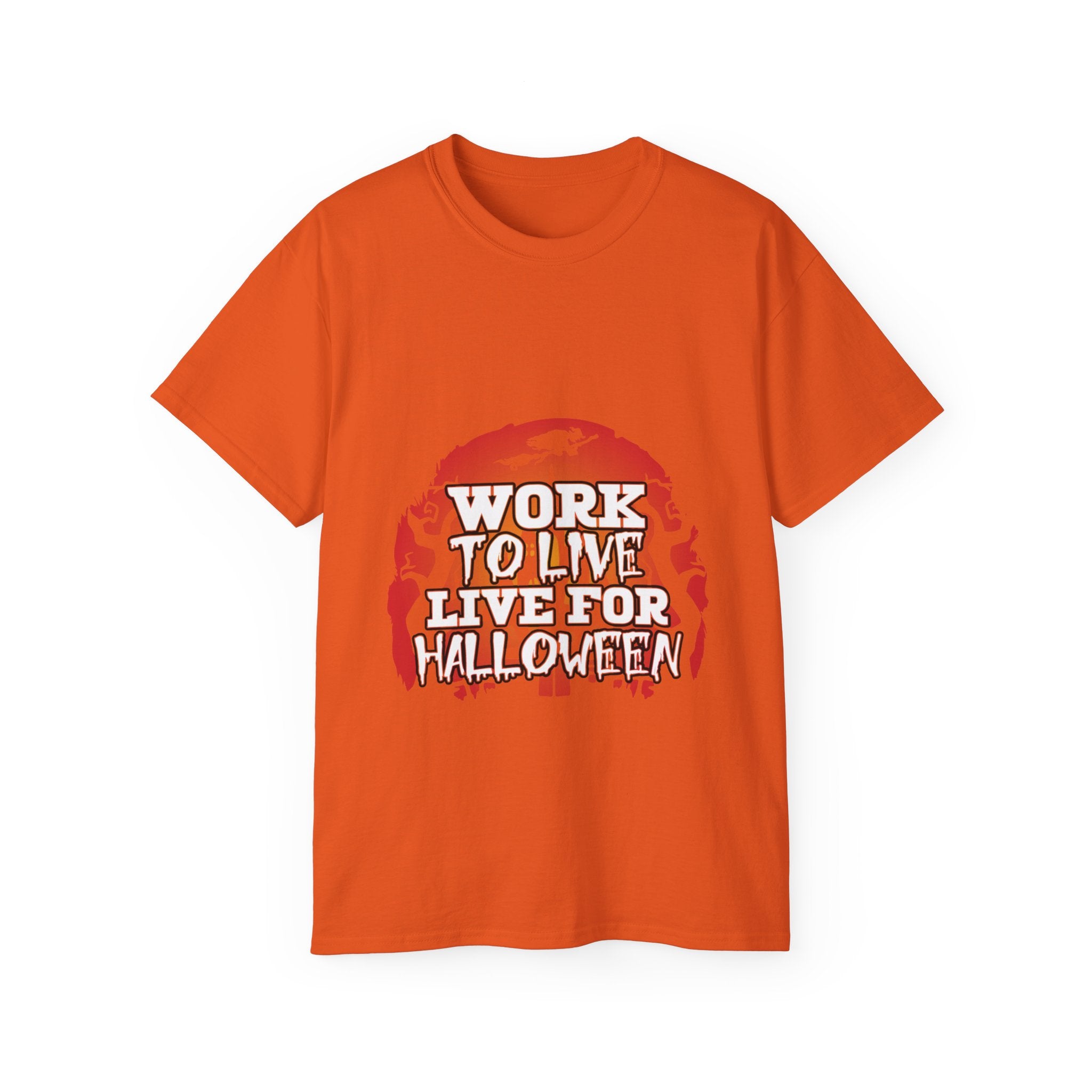 Work to Live, Live for Halloween" Graphic T-shirt