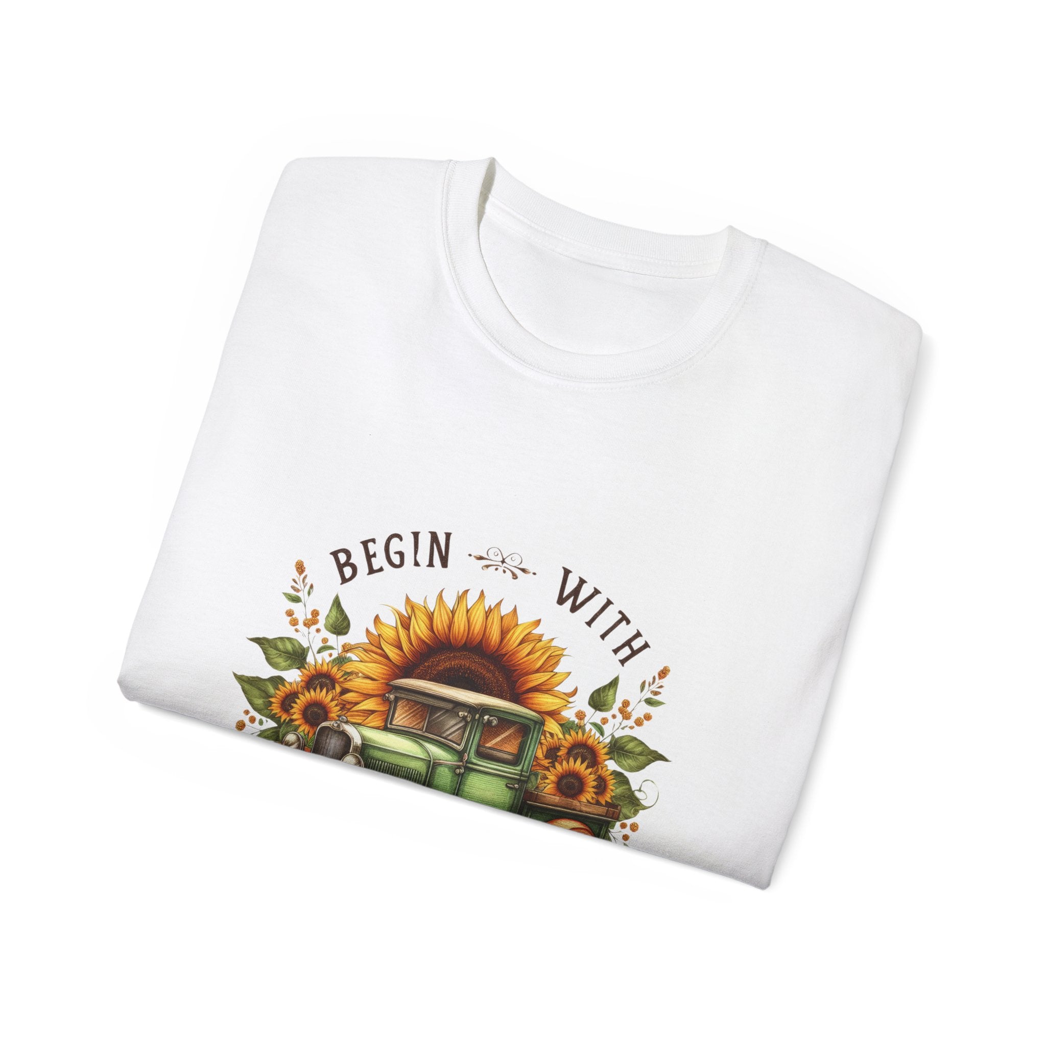 Sunflower t-shirt, Begin with kindness T-shirt