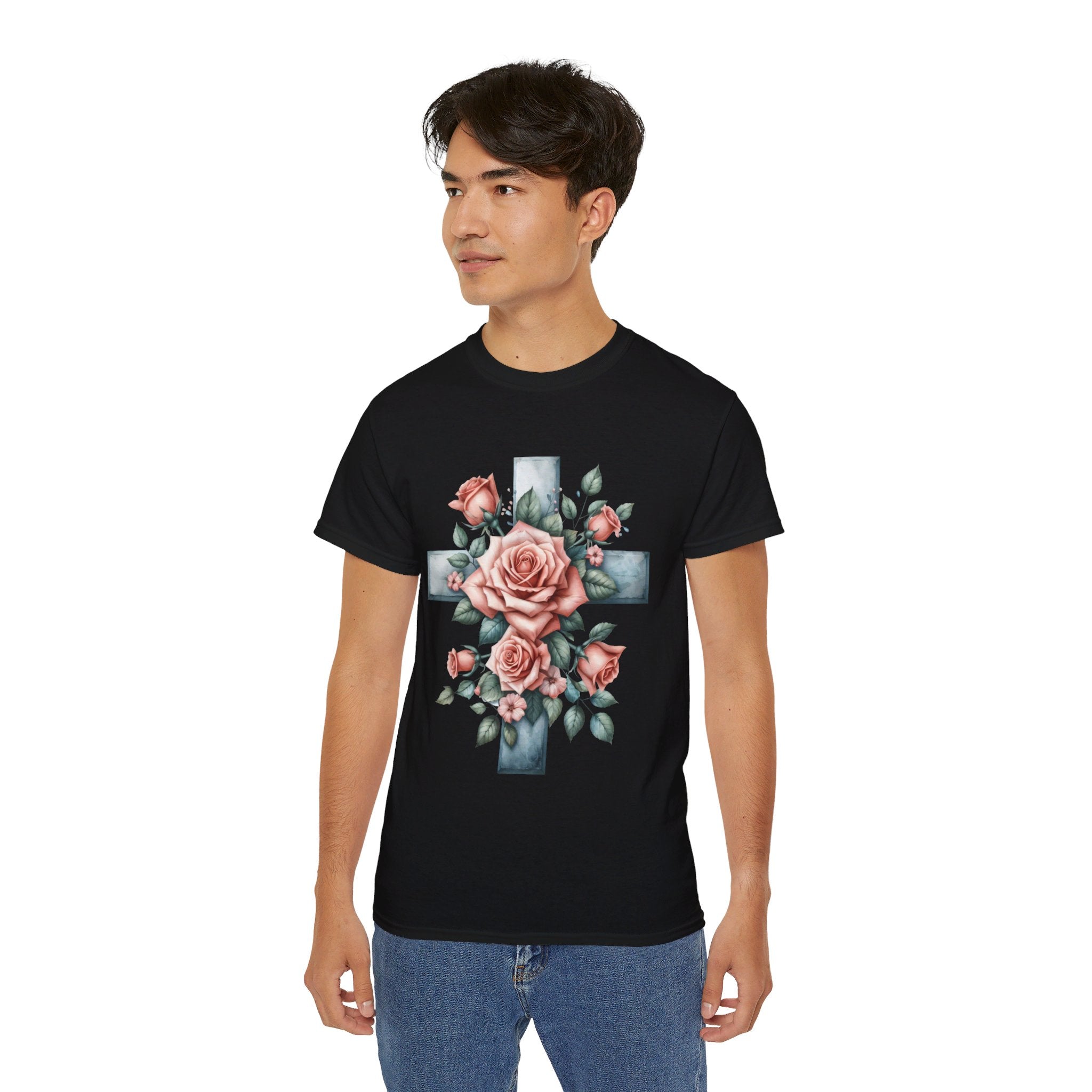 Christian t-shirt, Cross of Roses t-shirt