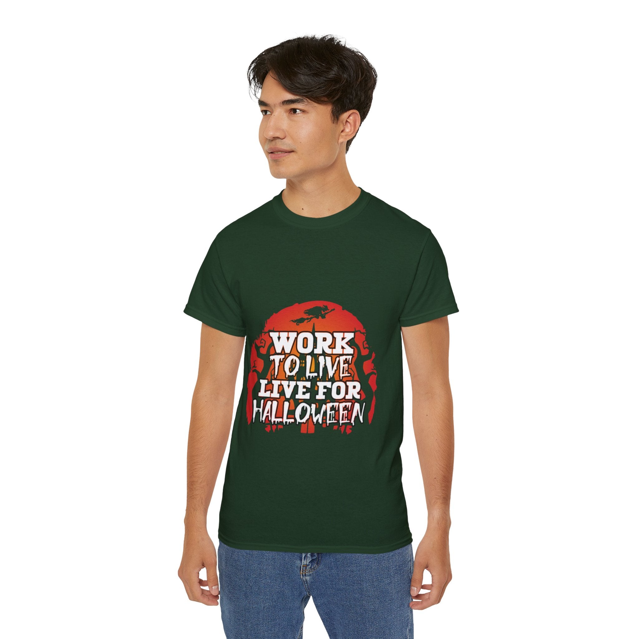 Work to Live, Live for Halloween" Graphic T-shirt