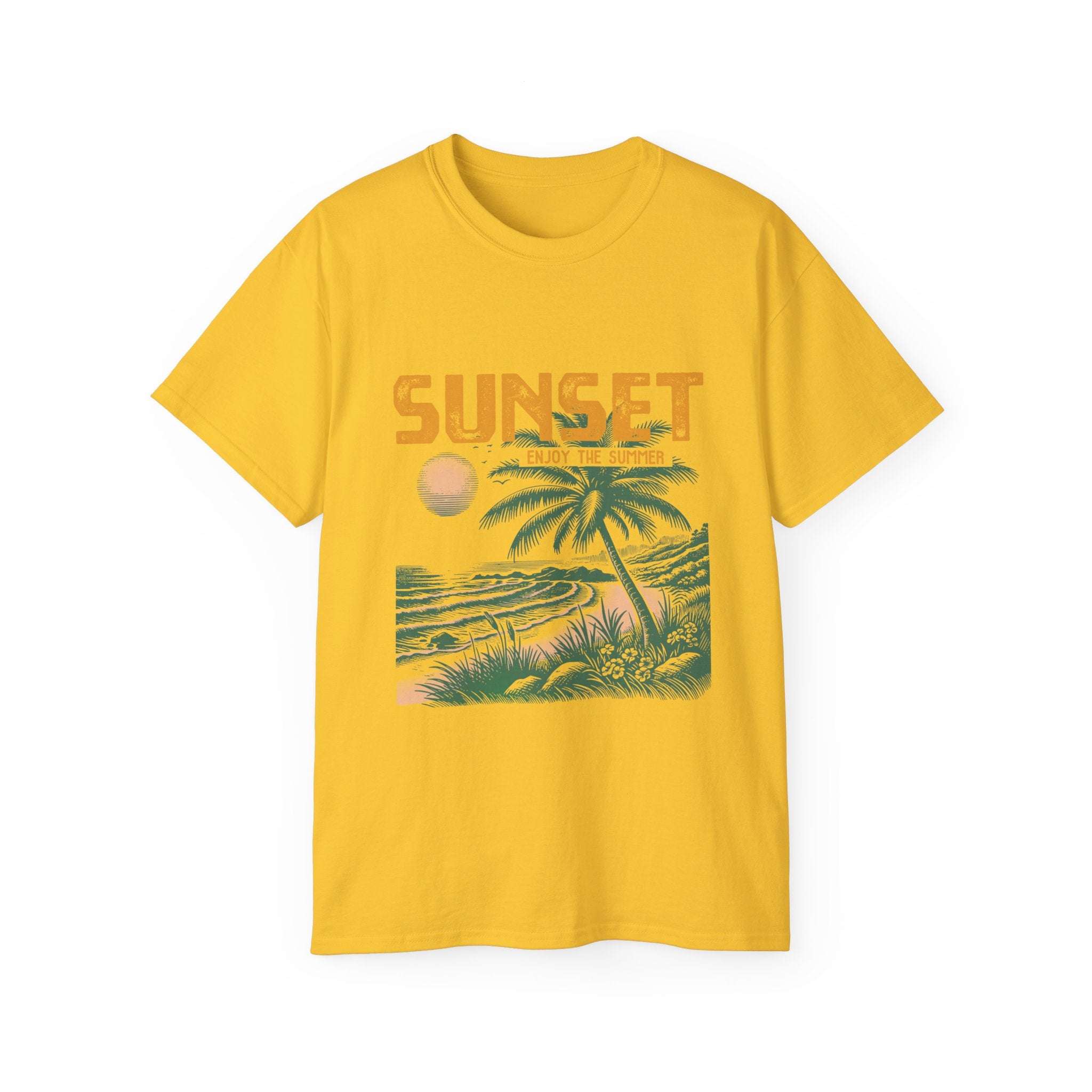 Plage d'été vintage : T-shirt coucher de soleil