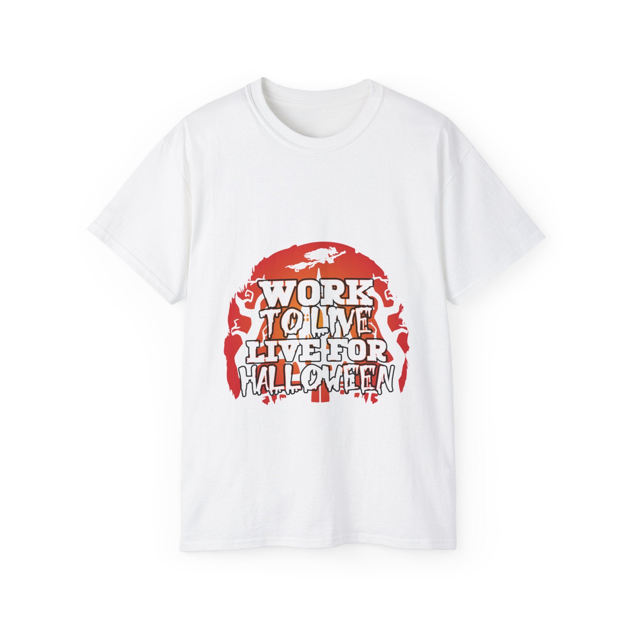 Work to Live, Live for Halloween" Graphic T-shirt