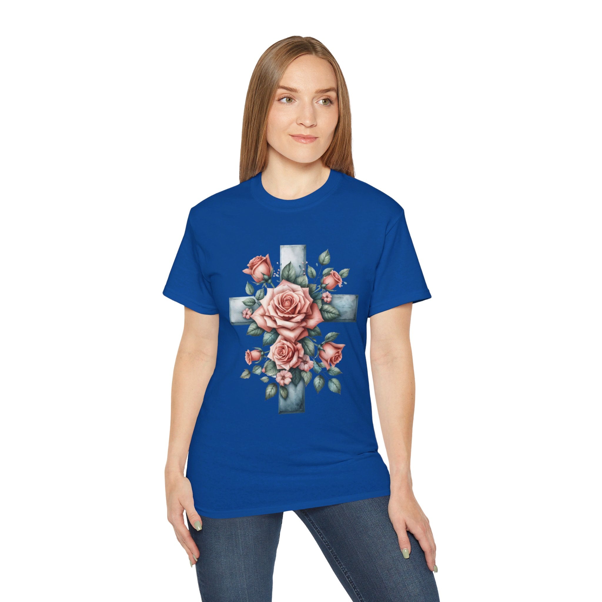 Christian t-shirt, Cross of Roses t-shirt