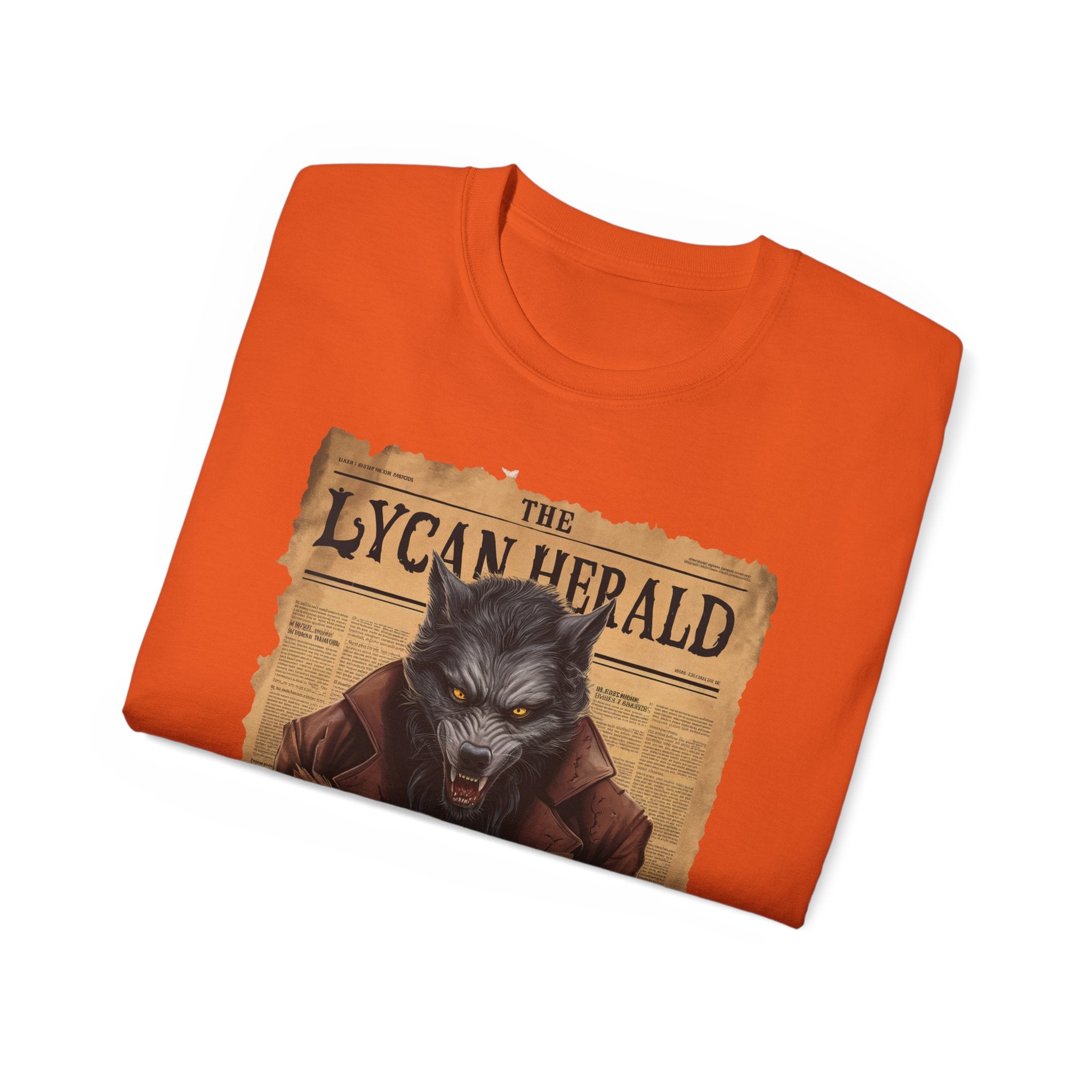 The Lycan Herald Werewolf T-Shirt – Halloween Werewolf Newspaper Design