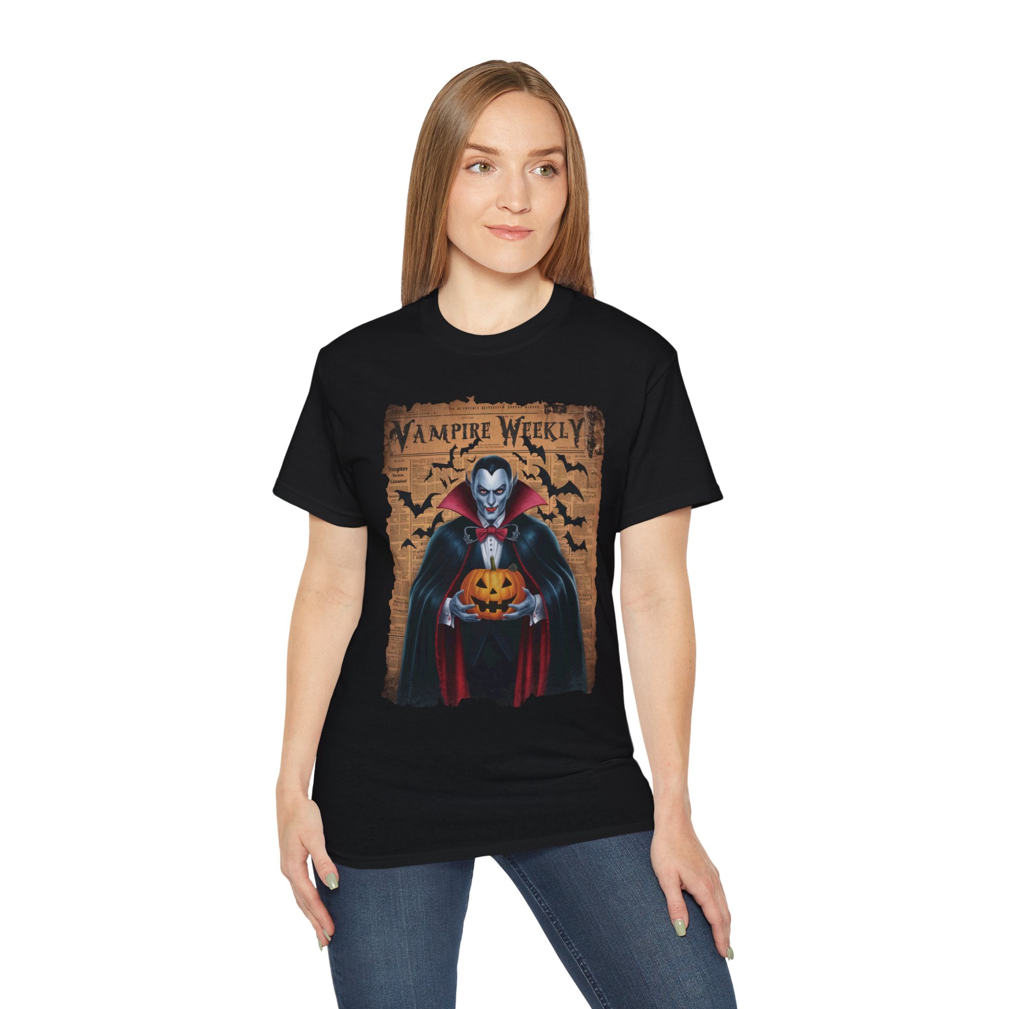 Vampire Weekly T-Shirt – Halloween Dracula with Pumpkin Design