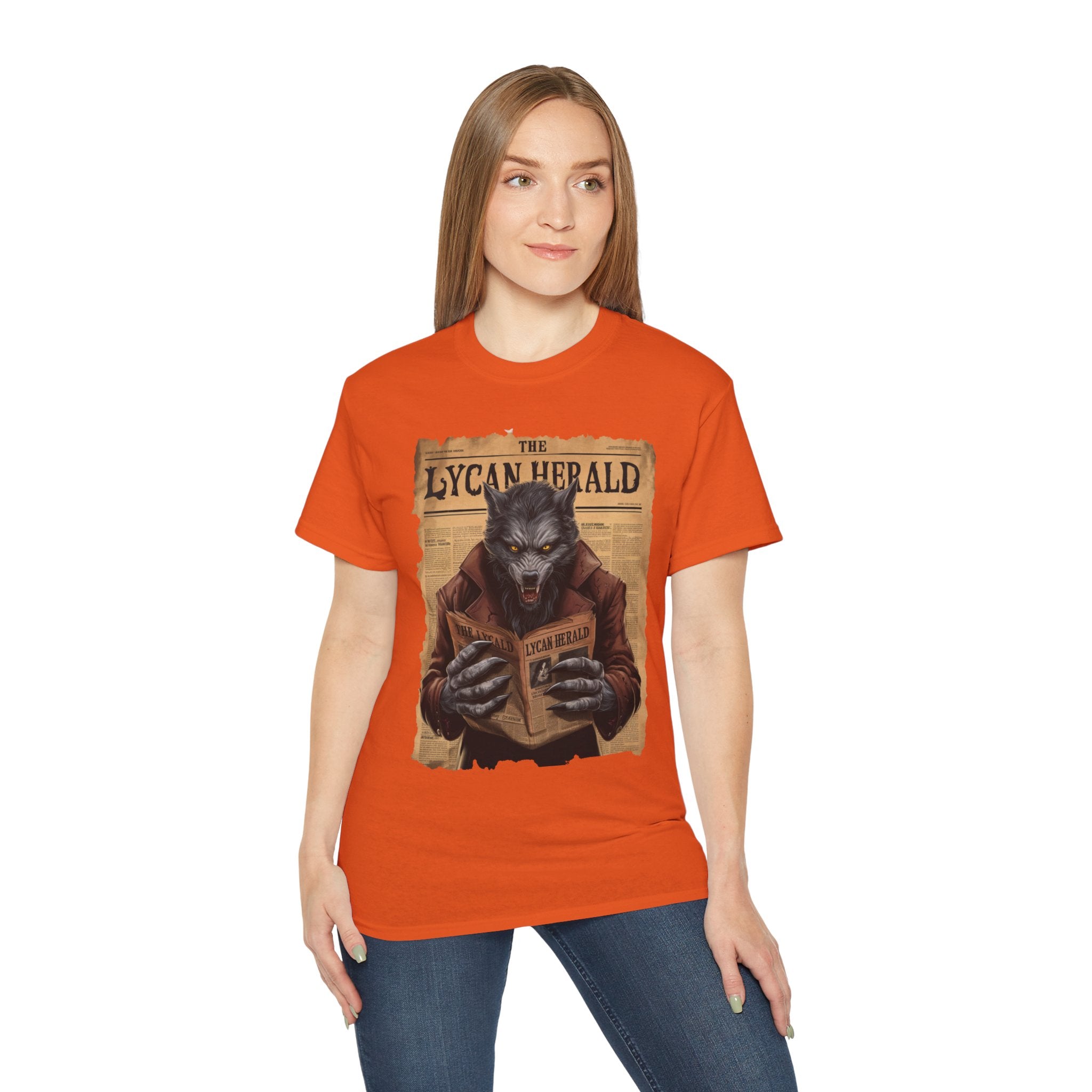 The Lycan Herald Werewolf T-Shirt – Halloween Werewolf Newspaper Design