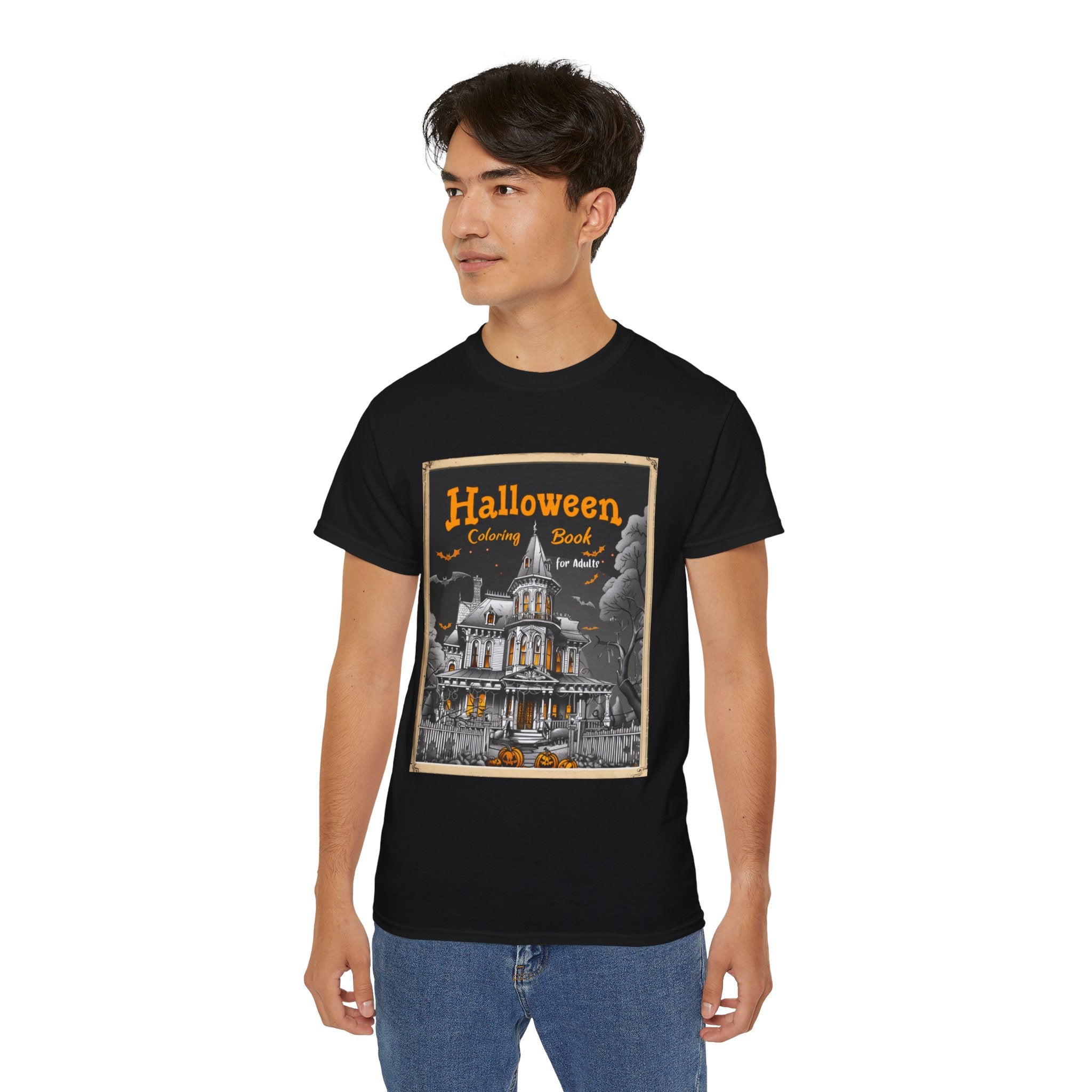 Halloween Coloring Book Graphic T-Shirt – Haunted House Edition