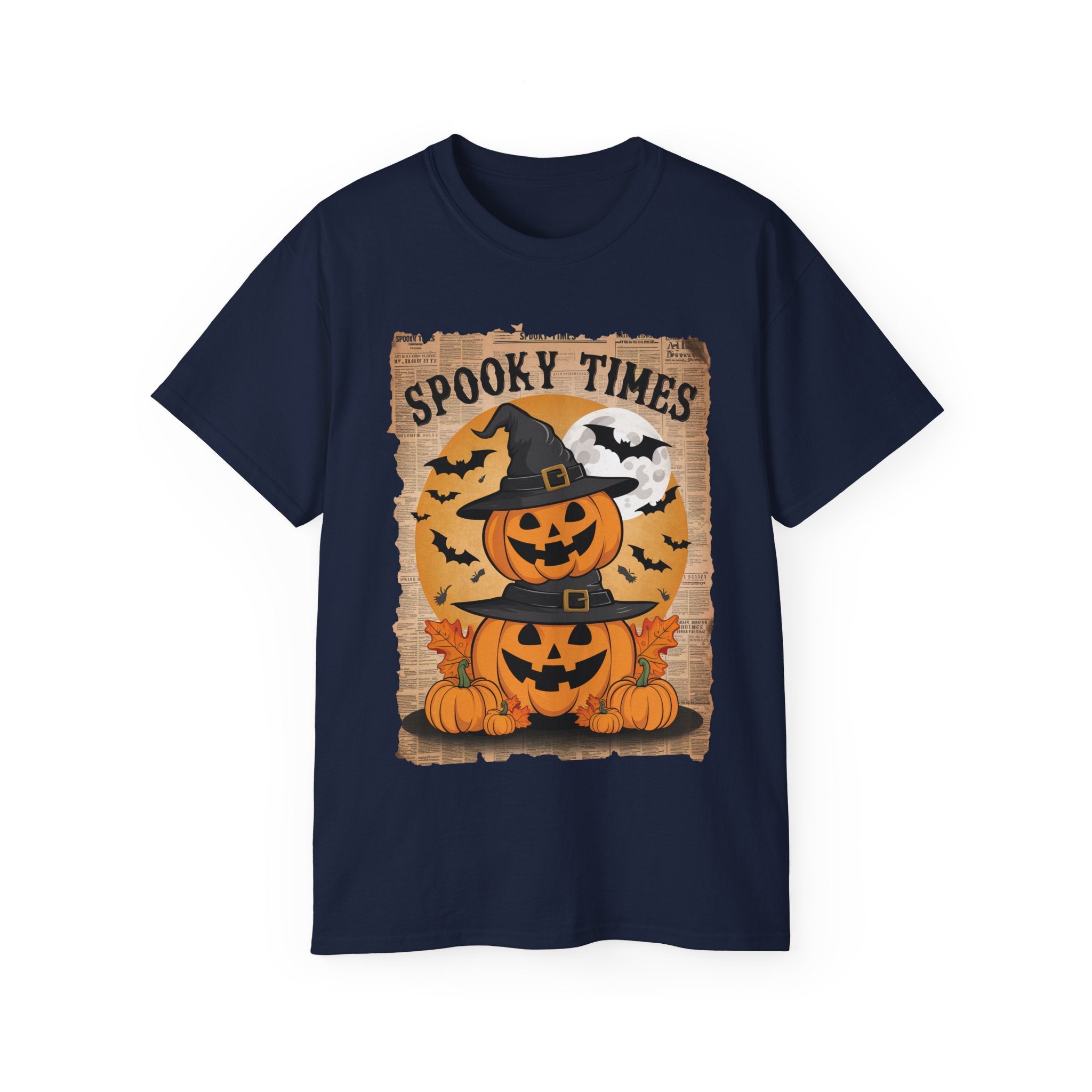 Spooky Times Pumpkin T-Shirt – Halloween Jack-o'-Lantern Witch Hat Design