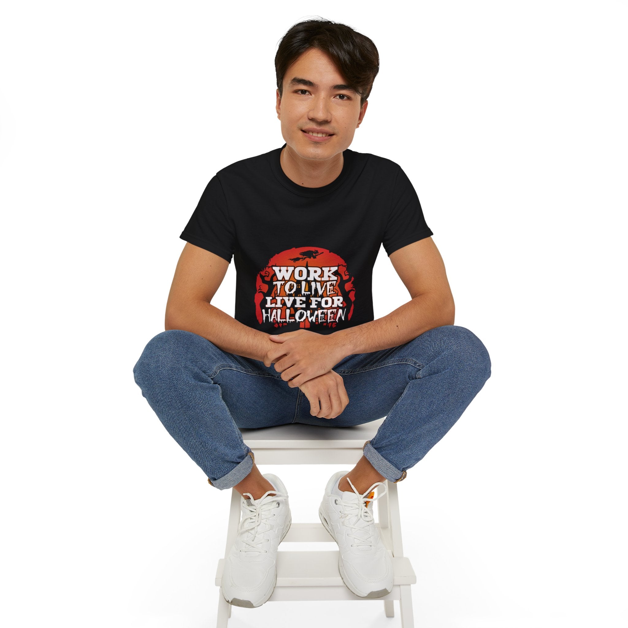 Work to Live, Live for Halloween" Graphic T-shirt