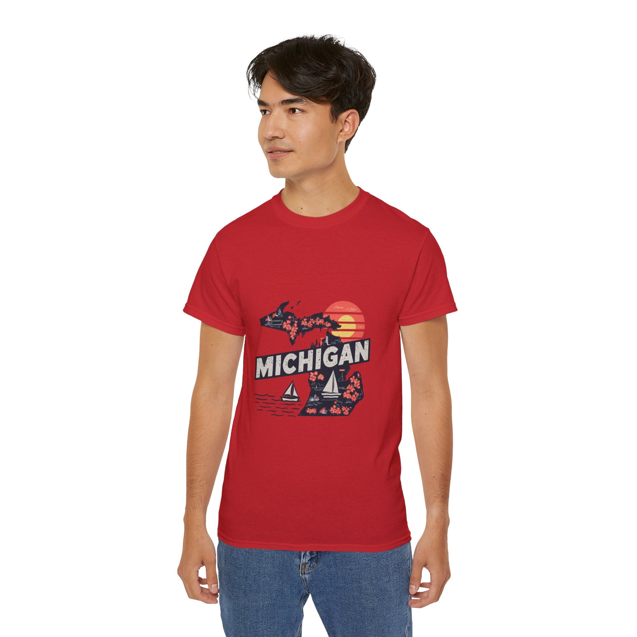 États américains emblématiques rétro : t-shirt Michigan