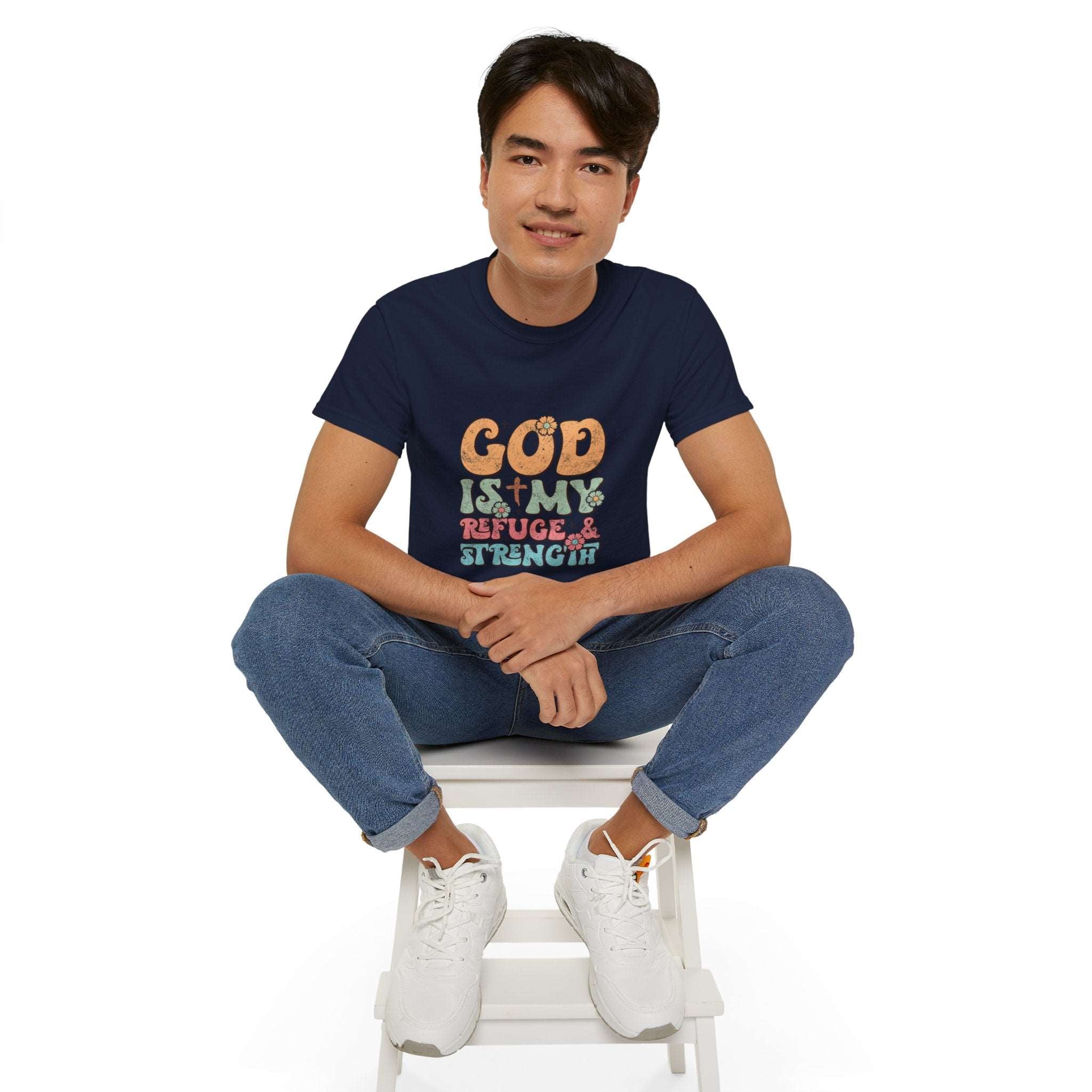 Christian t-shirt, God is my refuge and my strength t-shirt