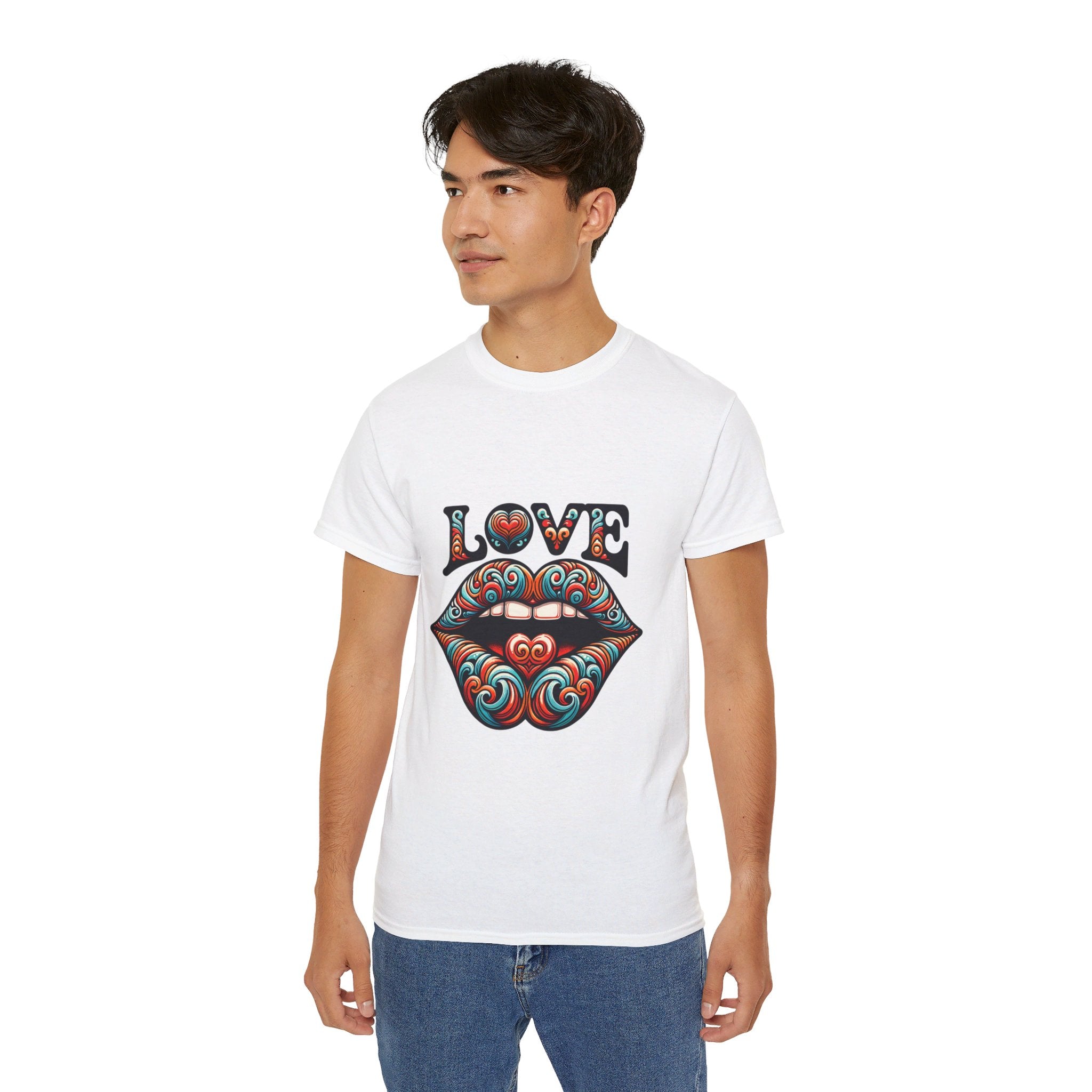 Hippie t-shirt, Love Heart Blue and Red T-shirt