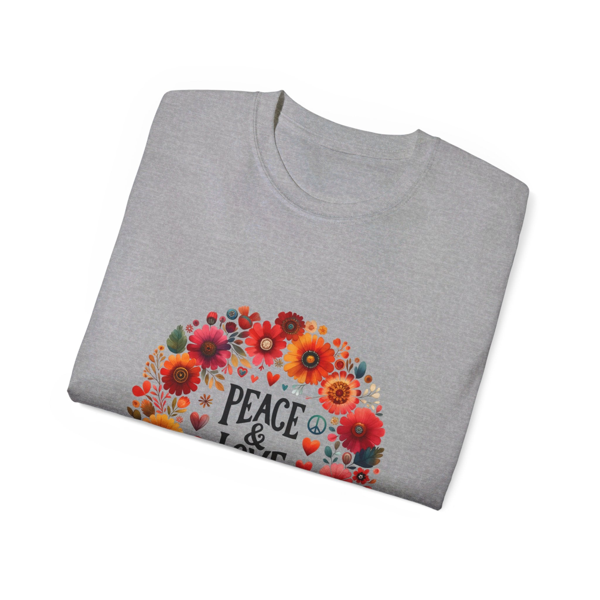 Hippie t-shirt, Green Floral Peace t-shirt