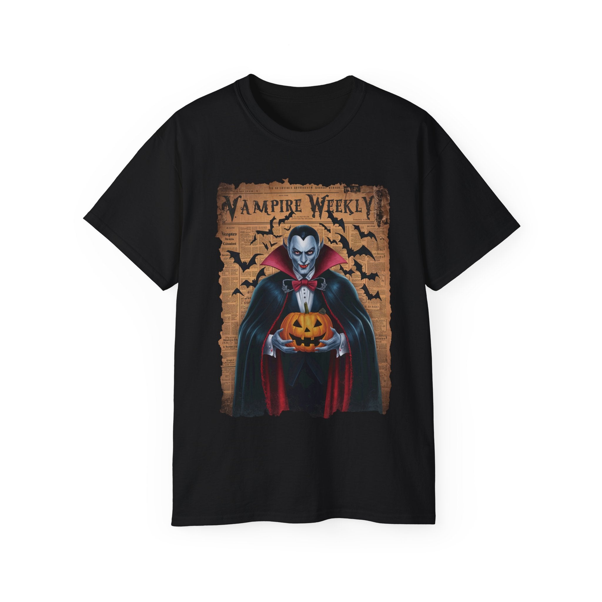 Vampire Weekly T-Shirt – Halloween Dracula with Pumpkin Design