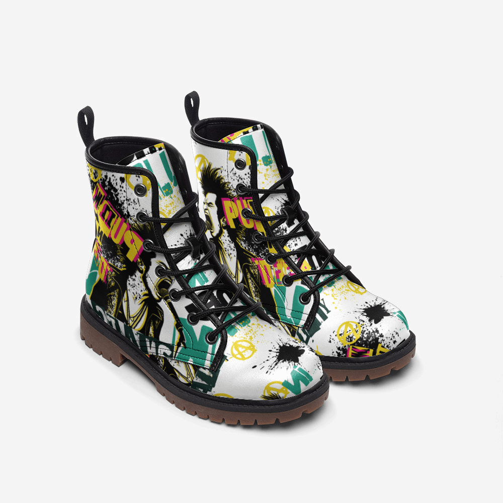 Bold Vegan Punk Combat Boots – Statement Footwear for Rebellious Style