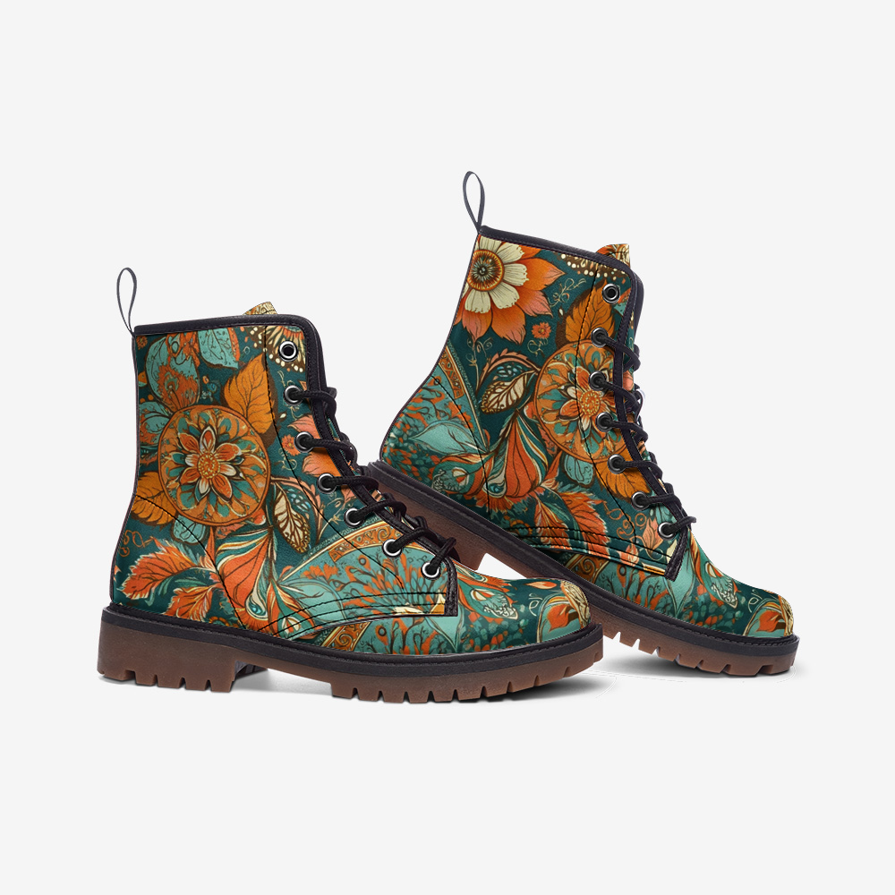 Floral Combat Boots – Colorful Vegan Boots for Everyday Wear