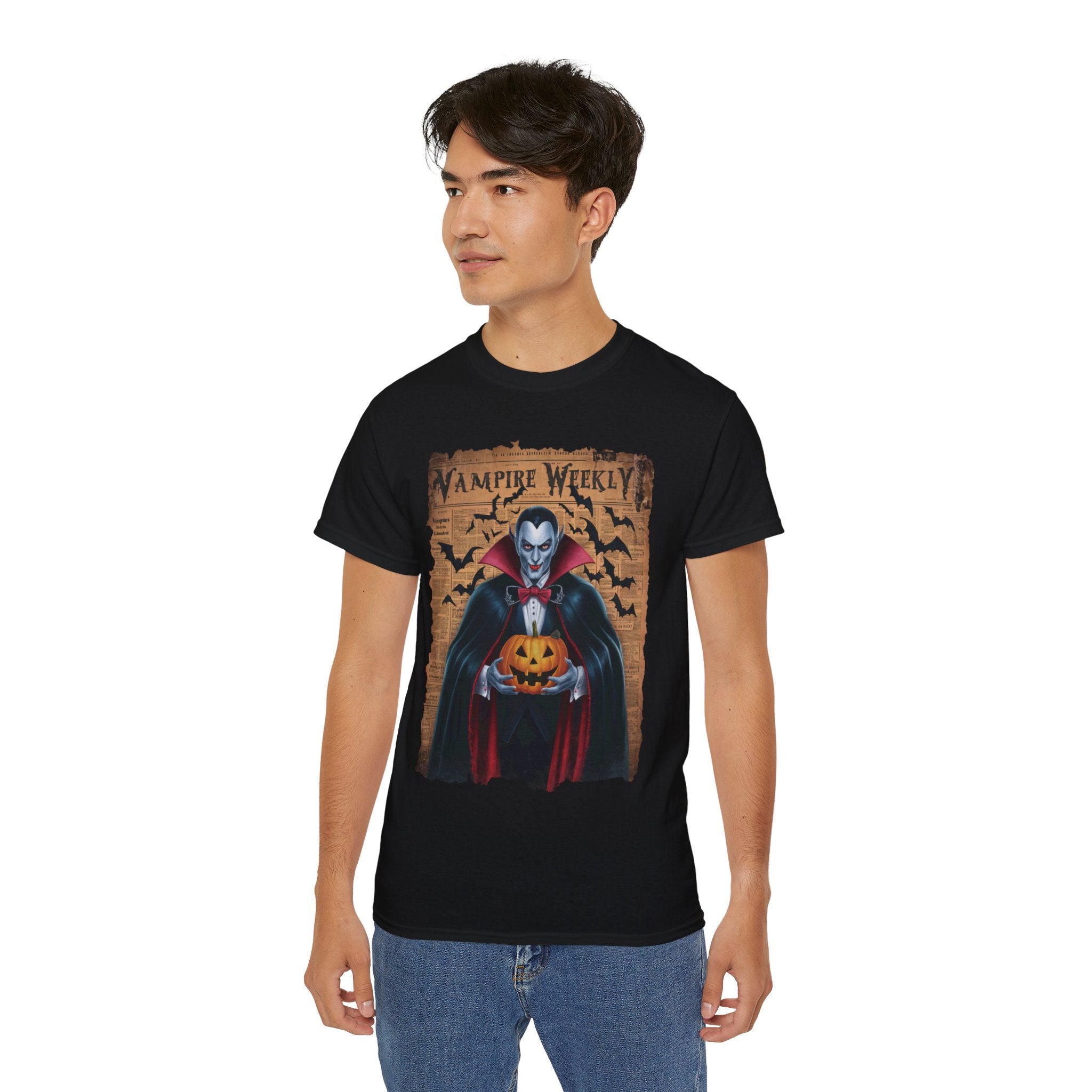 Vampire Weekly T-Shirt – Halloween Dracula with Pumpkin Design