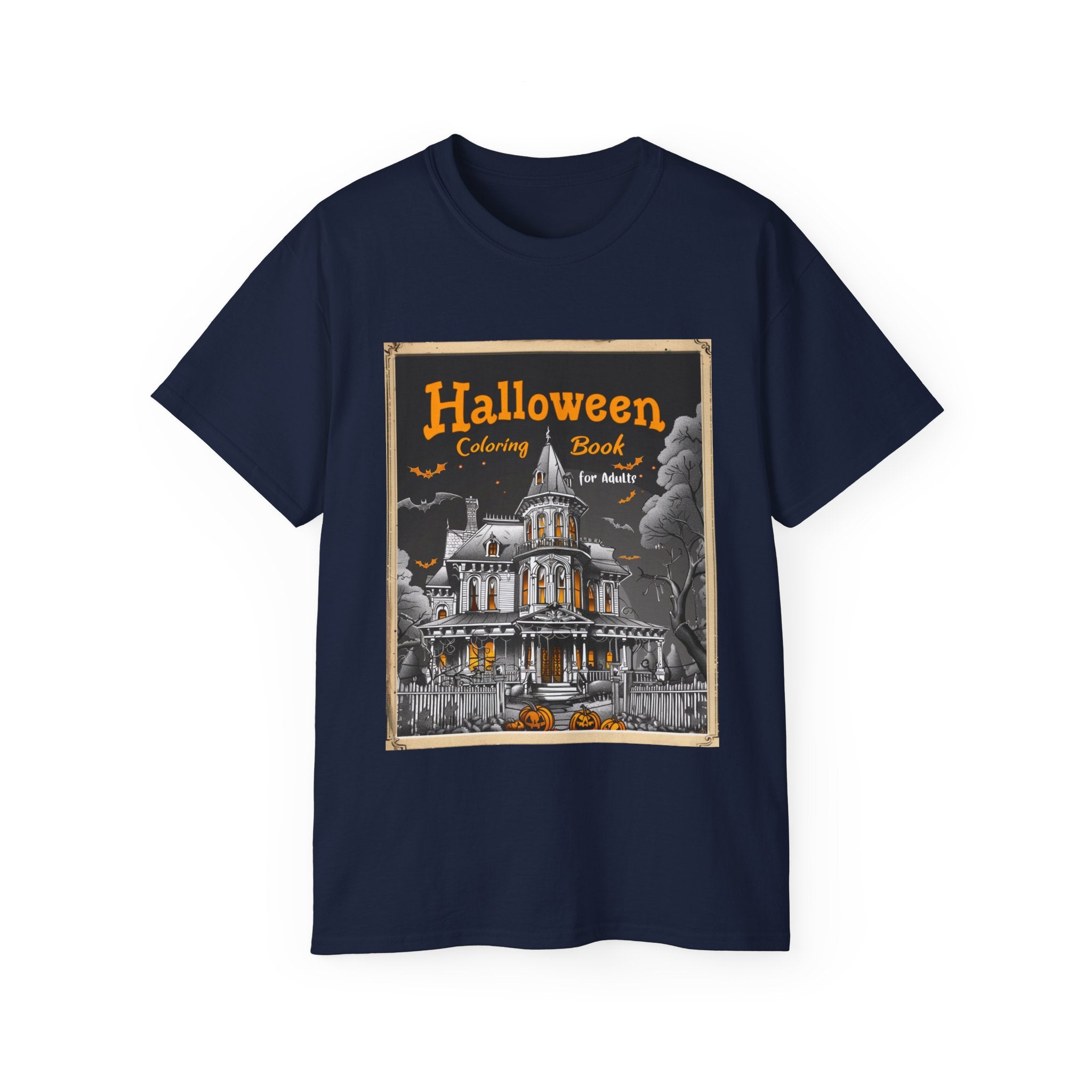 Halloween Coloring Book Graphic T-Shirt – Haunted House Edition