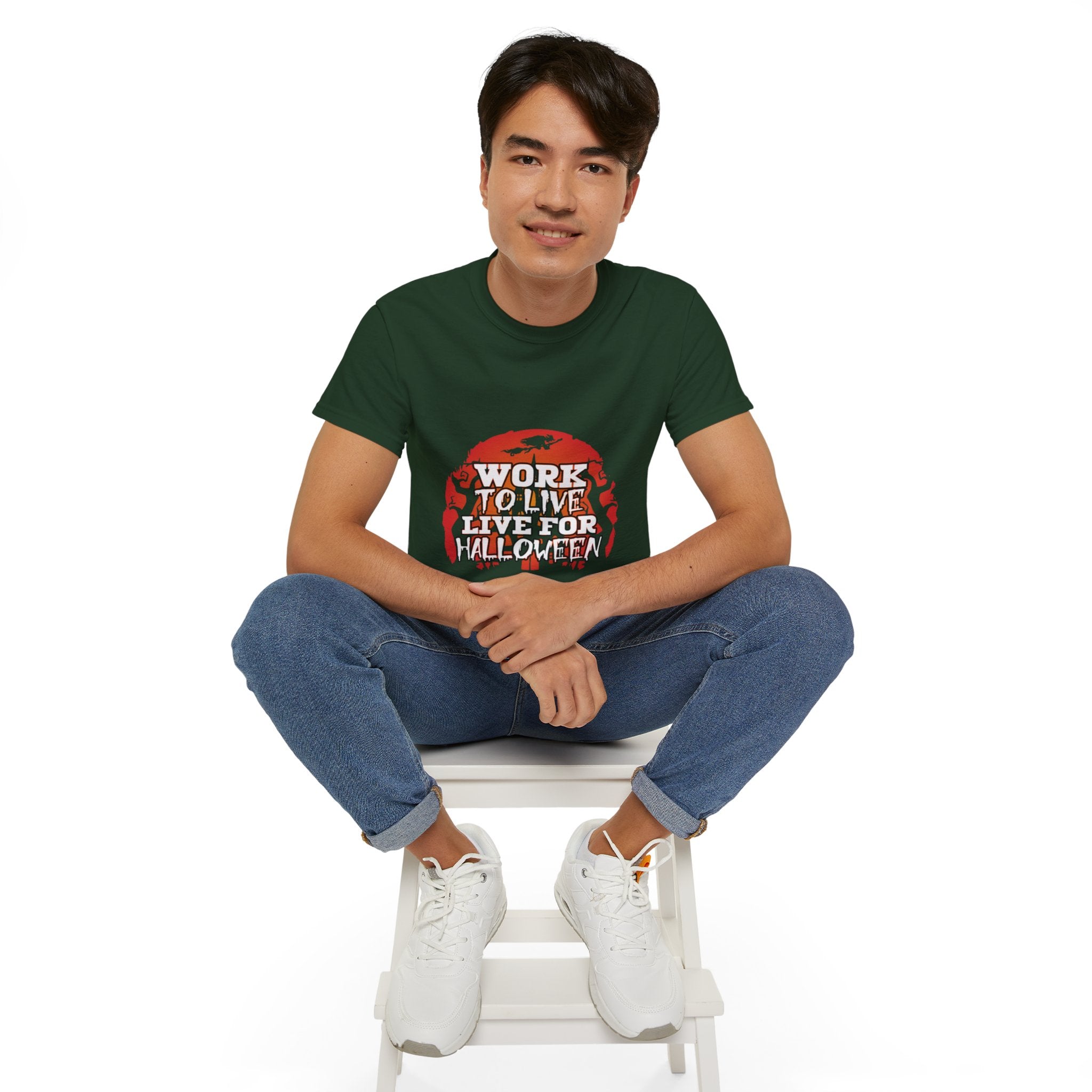 Work to Live, Live for Halloween" Graphic T-shirt