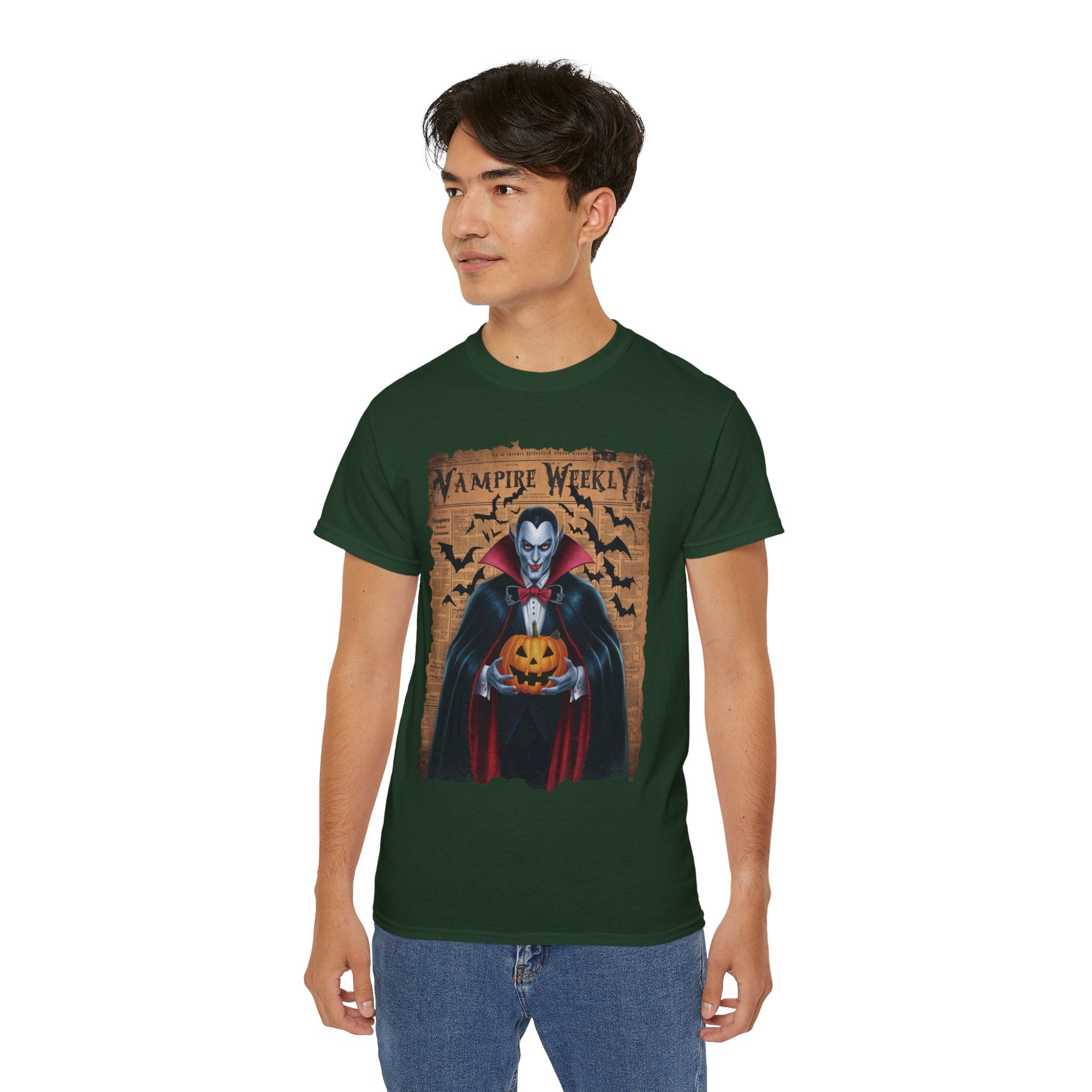 Vampire Weekly T-Shirt – Halloween Dracula with Pumpkin Design