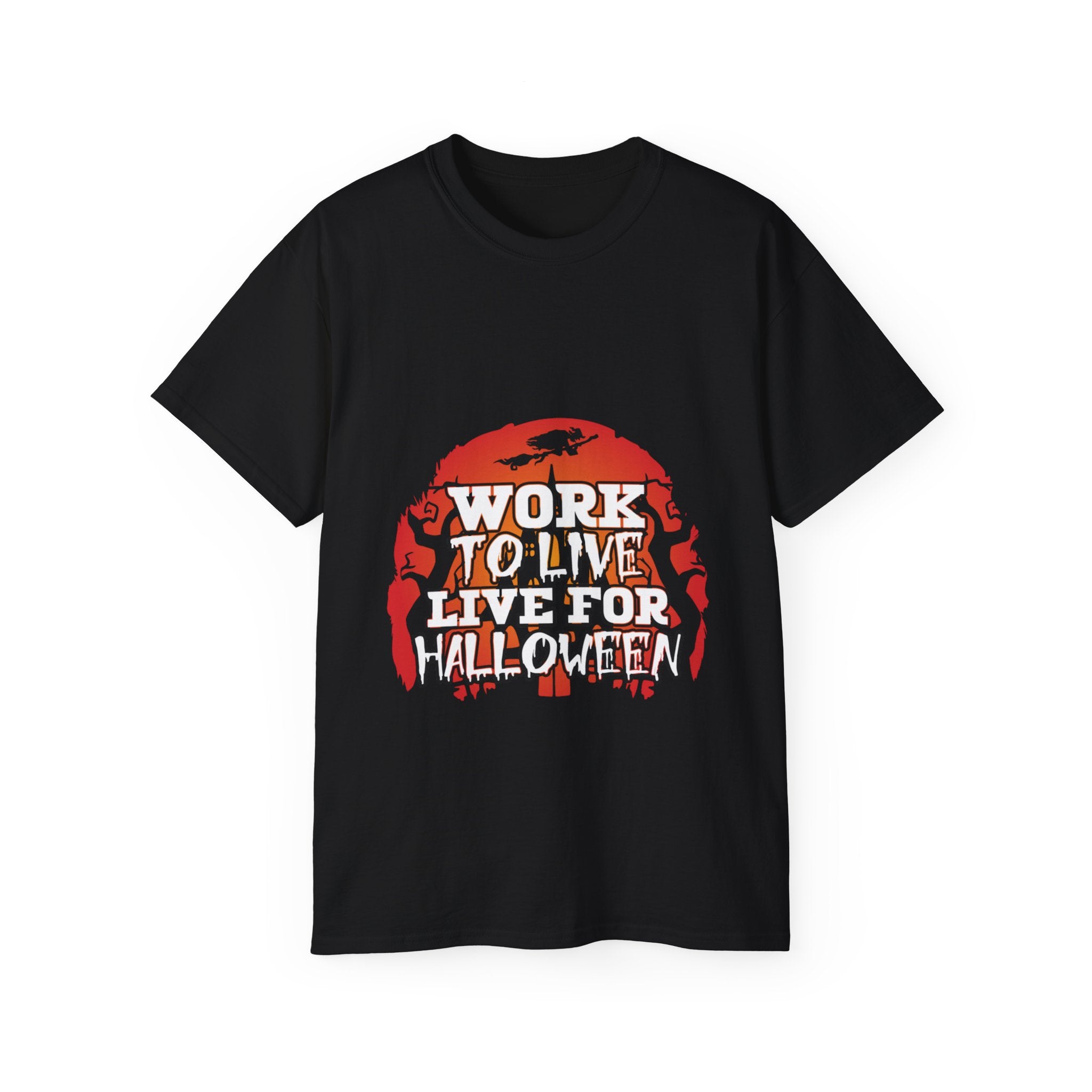 Work to Live, Live for Halloween" Graphic T-shirt