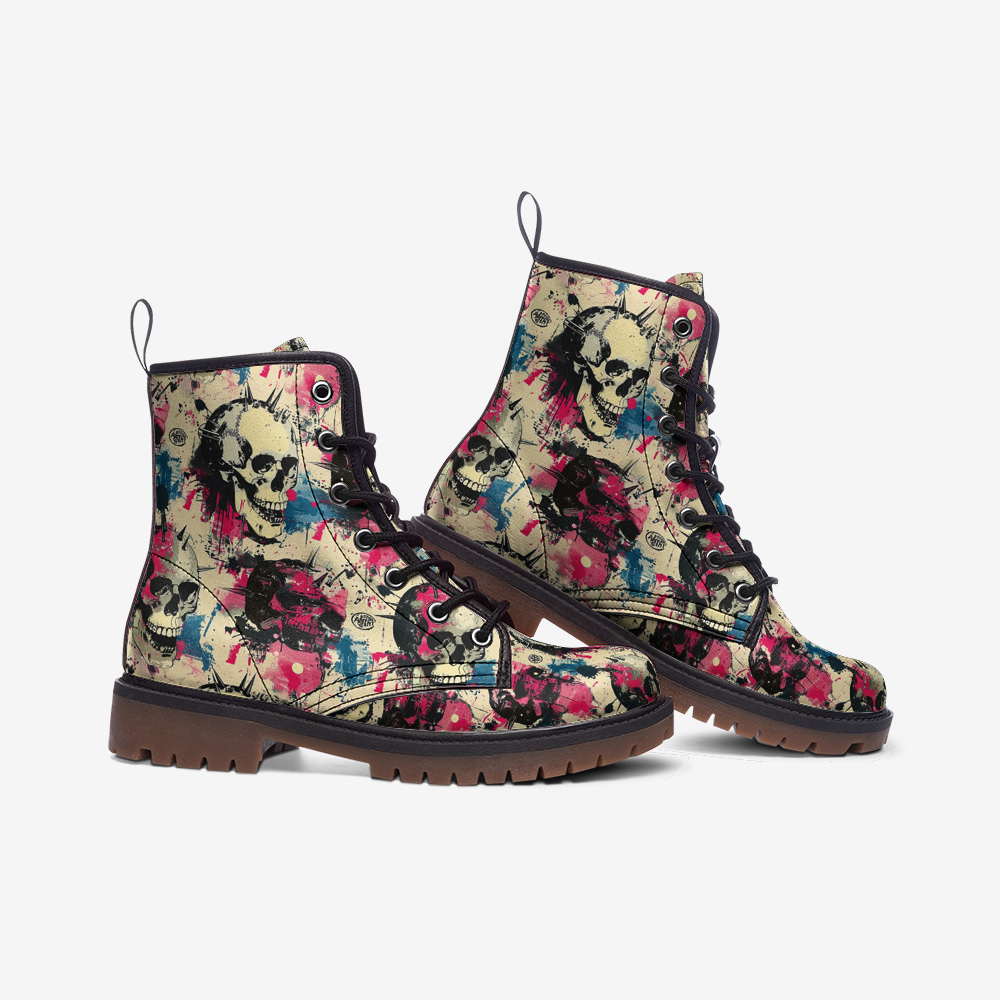 Edgy Skull Vegan Combat Boots –   Footwear for Alternative Style