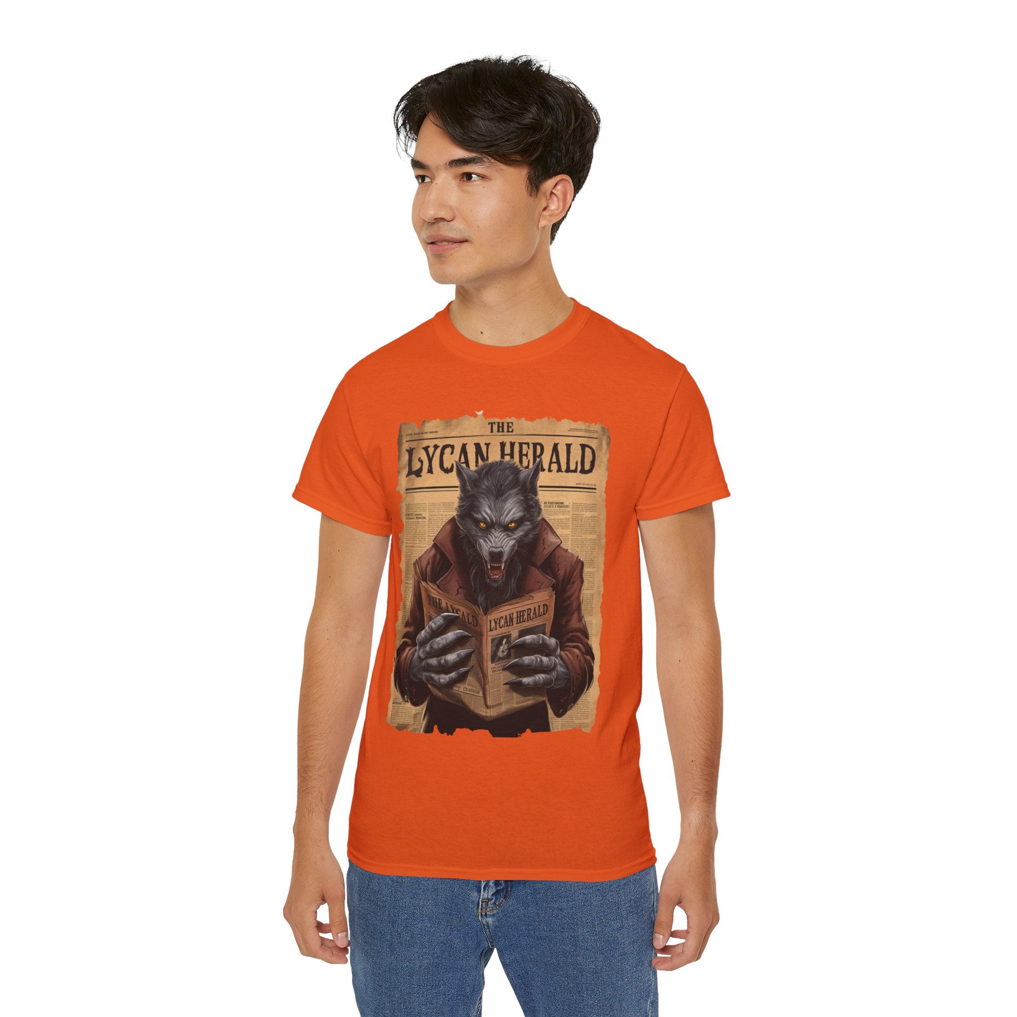 The Lycan Herald Werewolf T-Shirt – Halloween Werewolf Newspaper Design