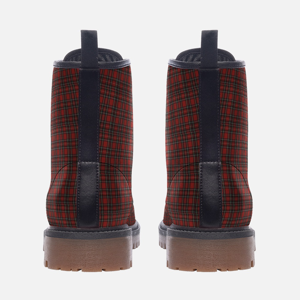 Red and Grey Plaid Vegan Combat Boots