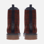 Red and Grey Plaid Vegan Combat Boots