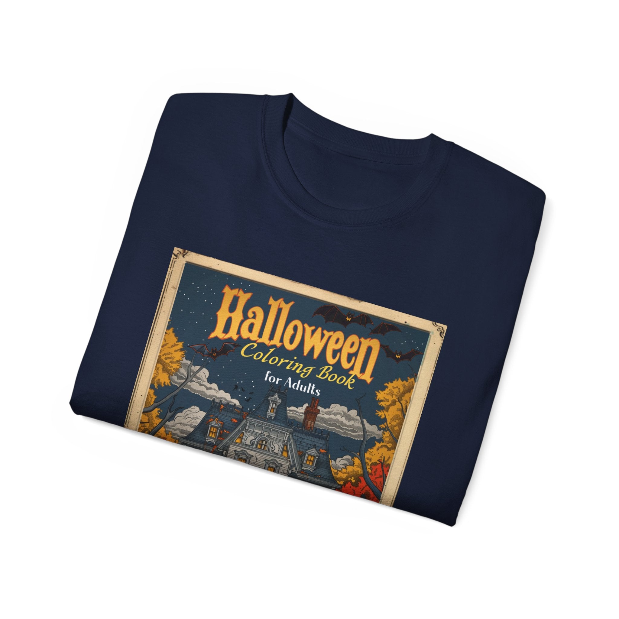 Halloween Coloring Book for Adults T-Shirt – Spooky Haunted House Design