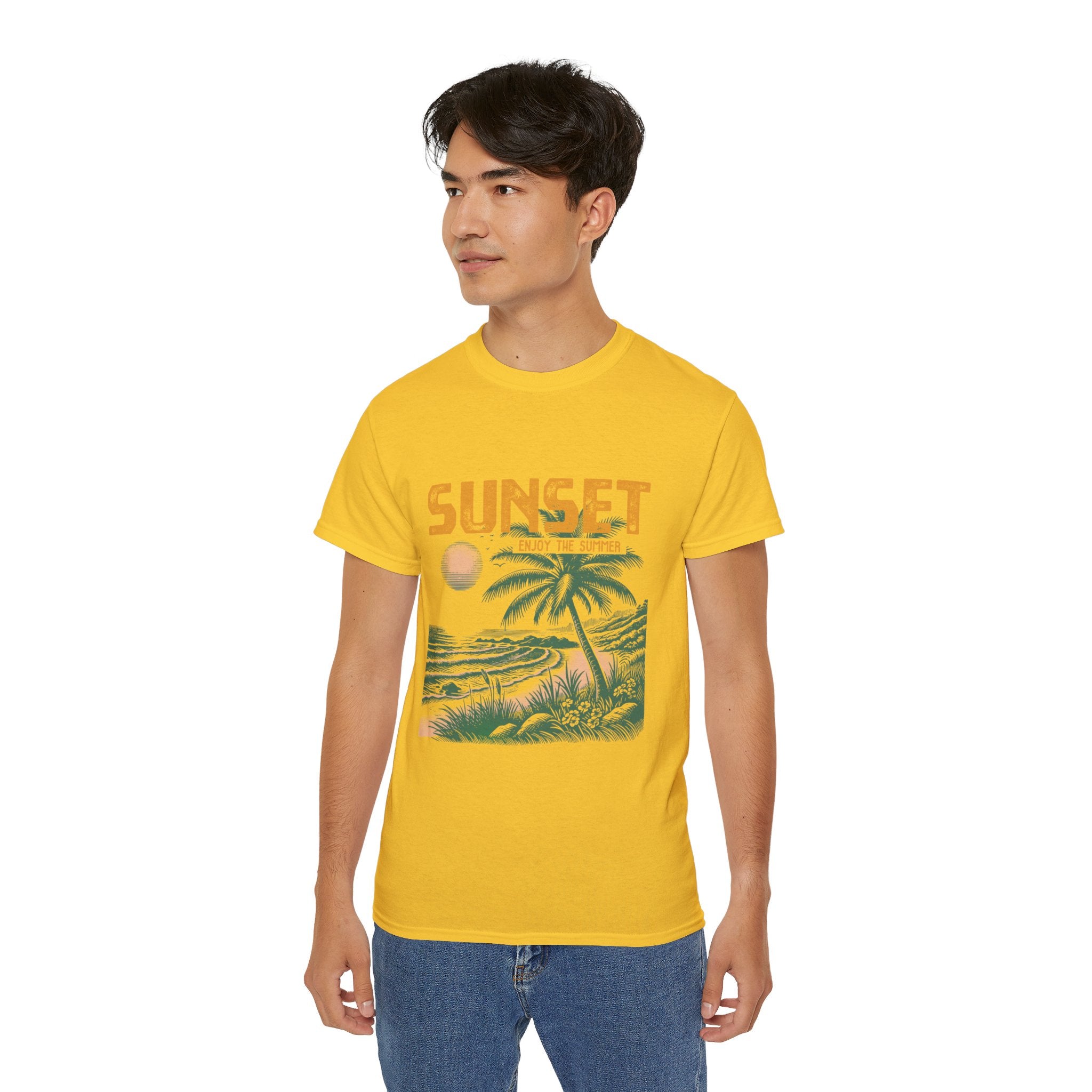 Plage d'été vintage : T-shirt coucher de soleil