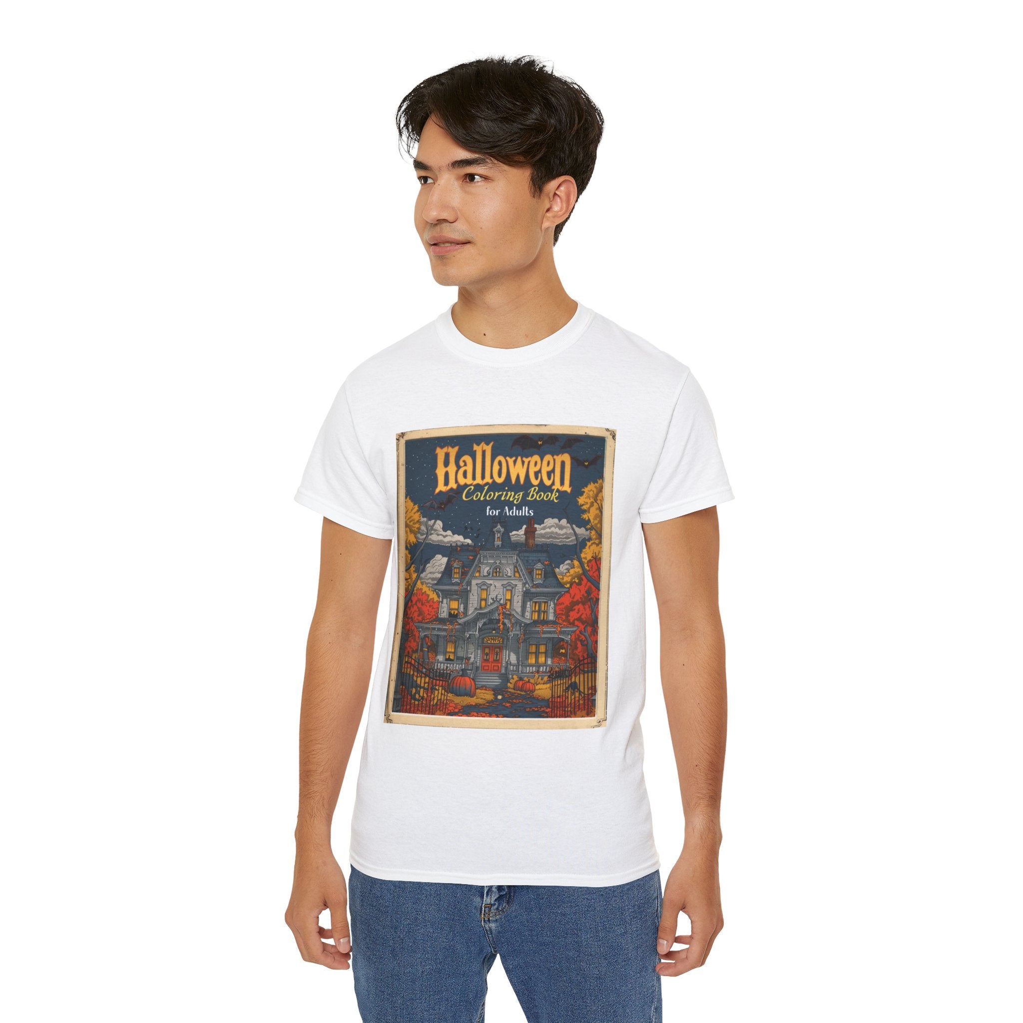 Halloween Coloring Book for Adults T-Shirt – Spooky Haunted House Design