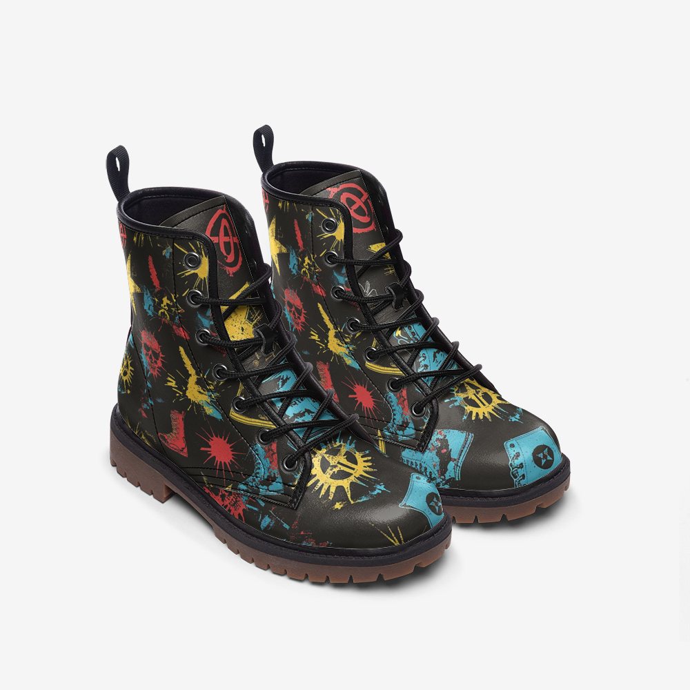 Punk Rock Combat Boots – Iconic Skull & Star Design