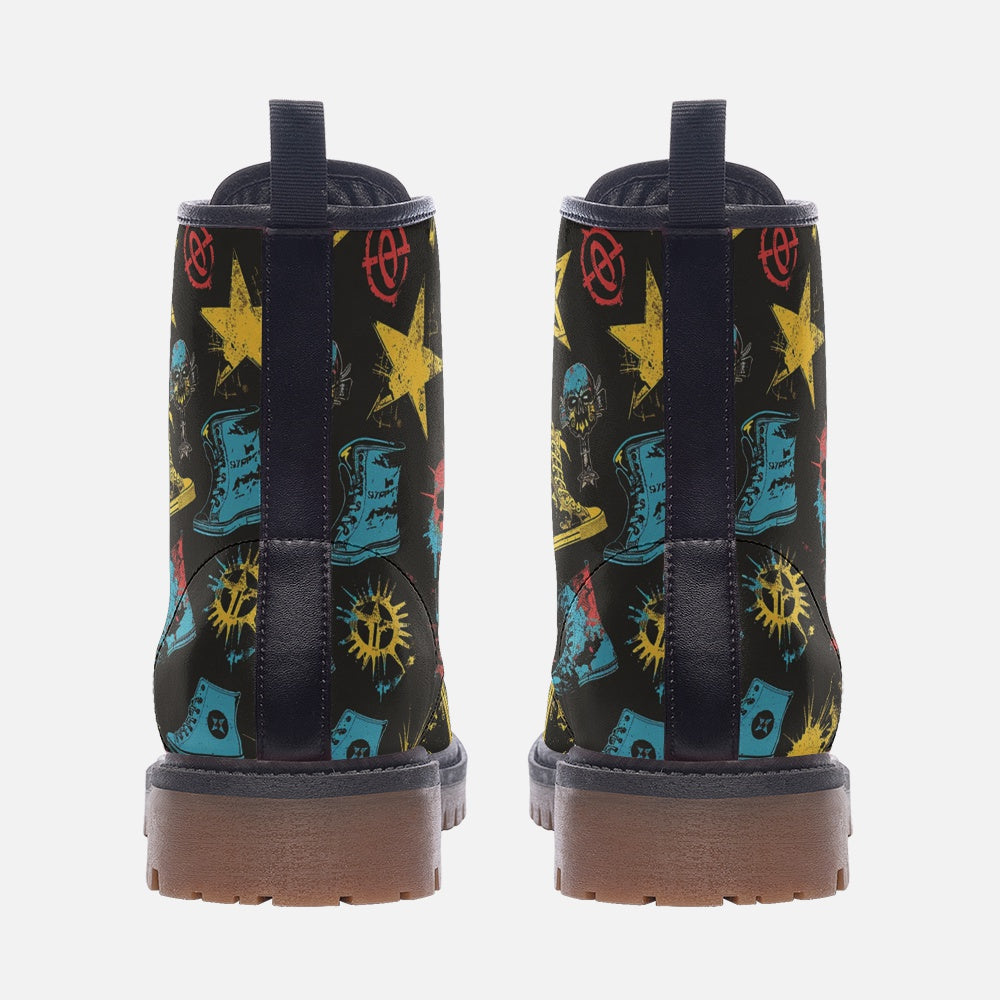 Punk Rock Combat Boots – Iconic Skull & Star Design