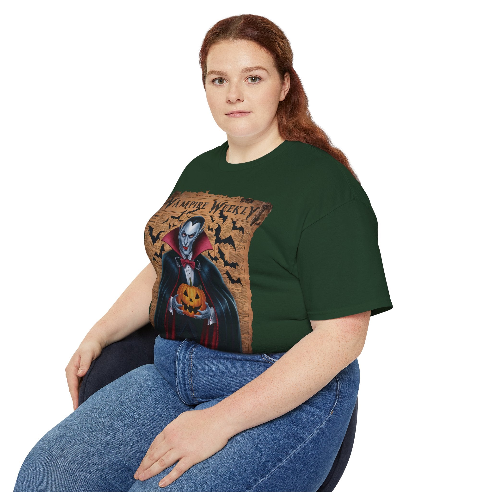 Vampire Weekly T-Shirt – Halloween Dracula with Pumpkin Design