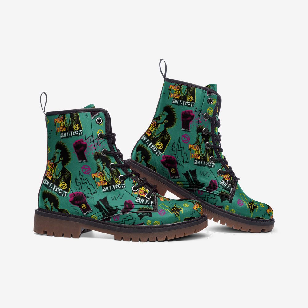 Punk Vegan Combat Boots - Eco-Friendly Rebellion for All