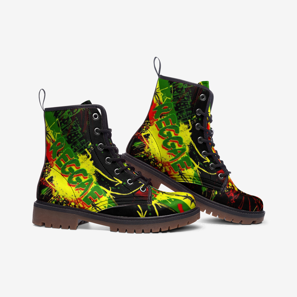 Vegan Combat Boots Bob Marley, Reggae, Weed