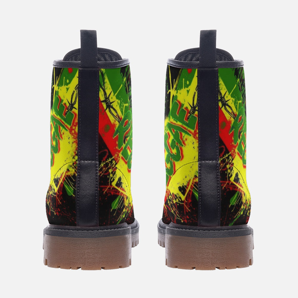 Vegan Combat Boots Bob Marley, Reggae, Weed