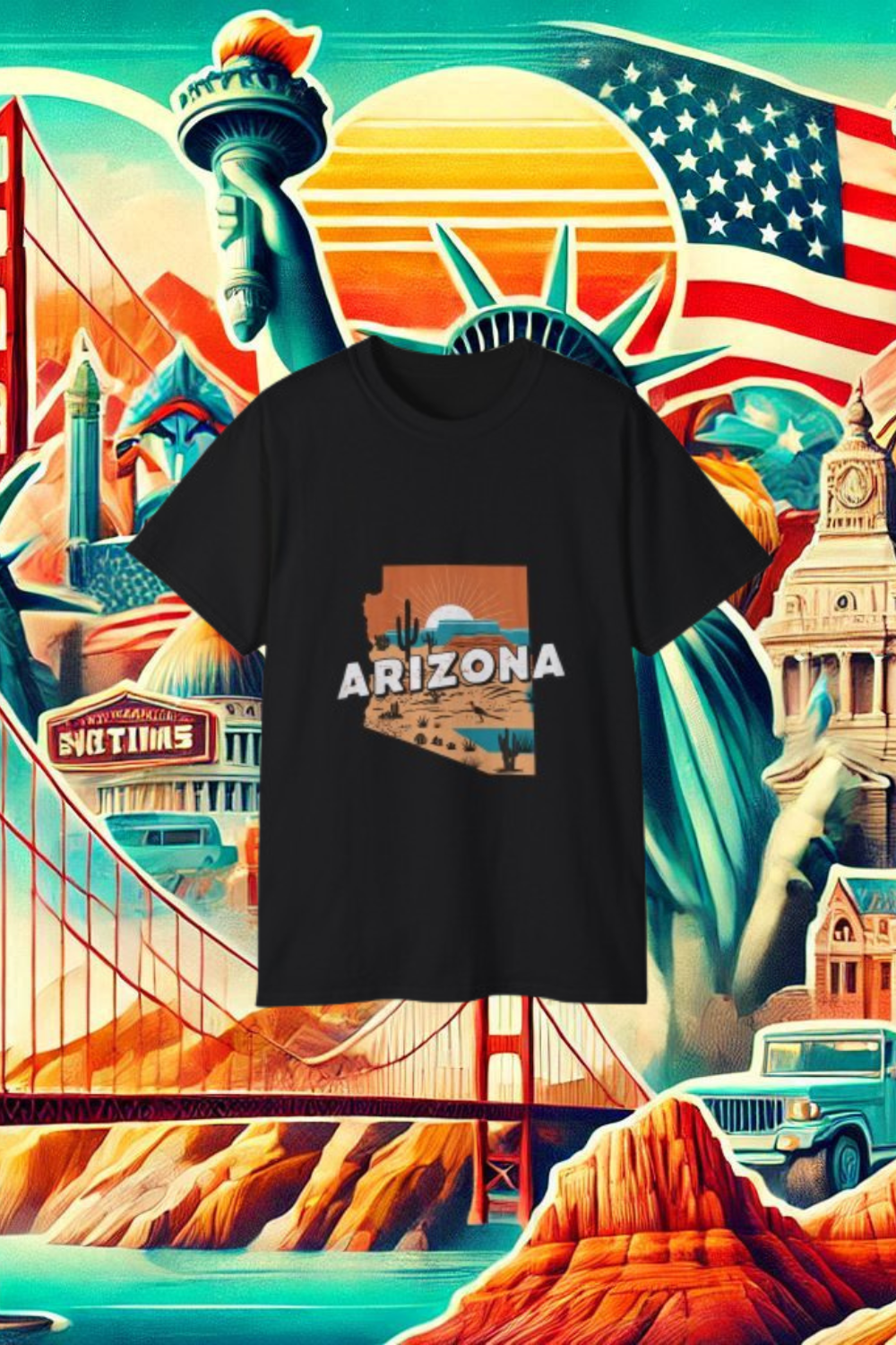 Retro Iconic U.S. States T-Shirt Collection – Celebrate American Pride - Unikiff