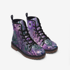Mystic Botanical Vegan Combat Boots – Purple Hand Print