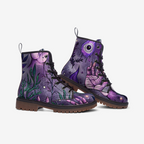 Mystic Botanical Vegan Combat Boots – Purple Hand Print