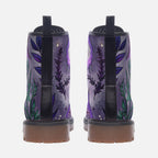 Mystic Botanical Vegan Combat Boots – Purple Hand Print