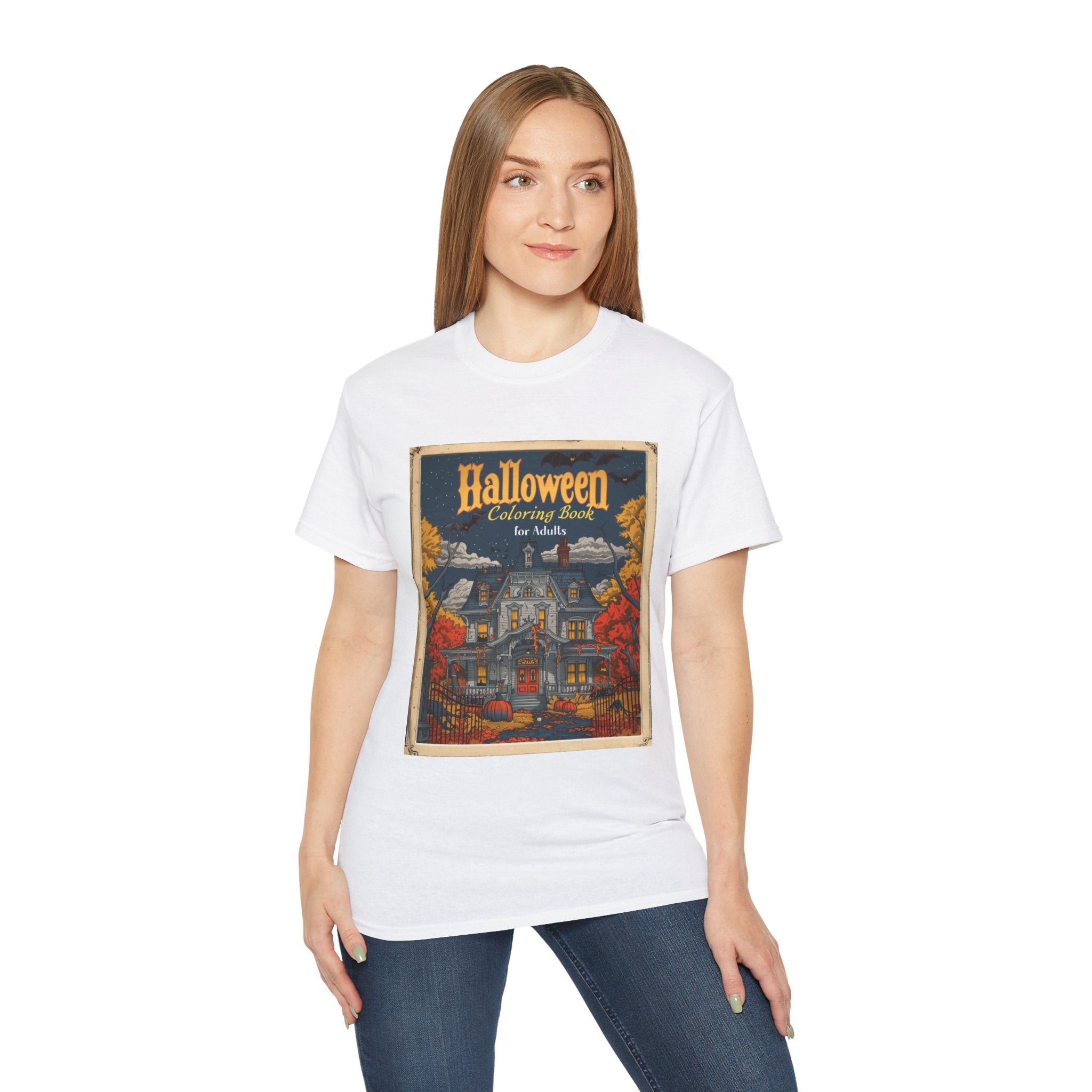 Halloween Coloring Book for Adults T-Shirt – Spooky Haunted House Design