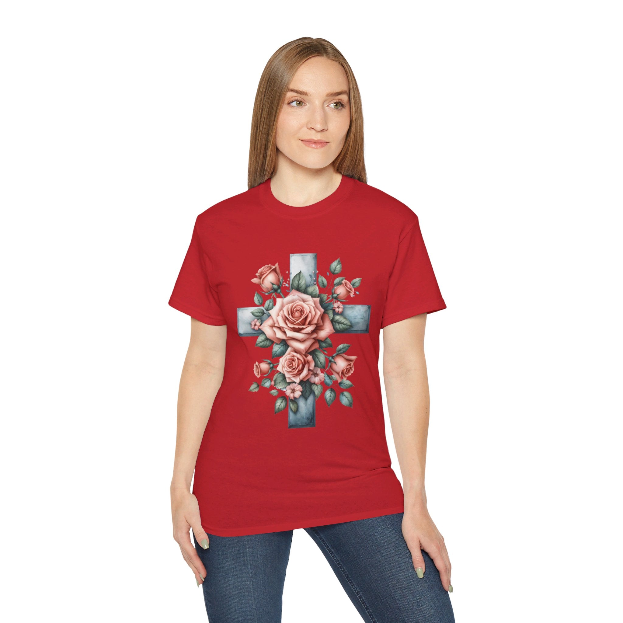 Christian t-shirt, Cross of Roses t-shirt